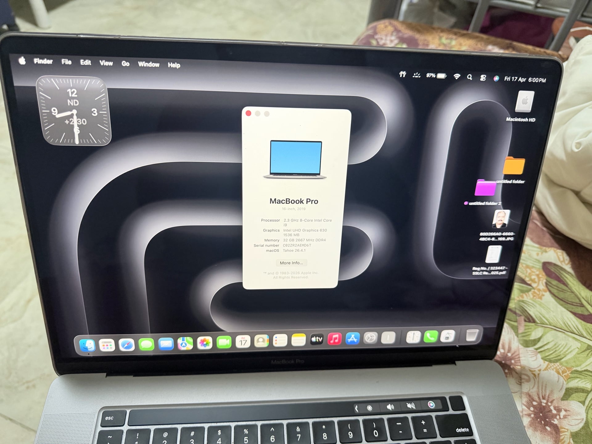 ماك بوك برو 16 إنش بمعالج i9 وذاكرة رام 32 جيجابايت - Image 6