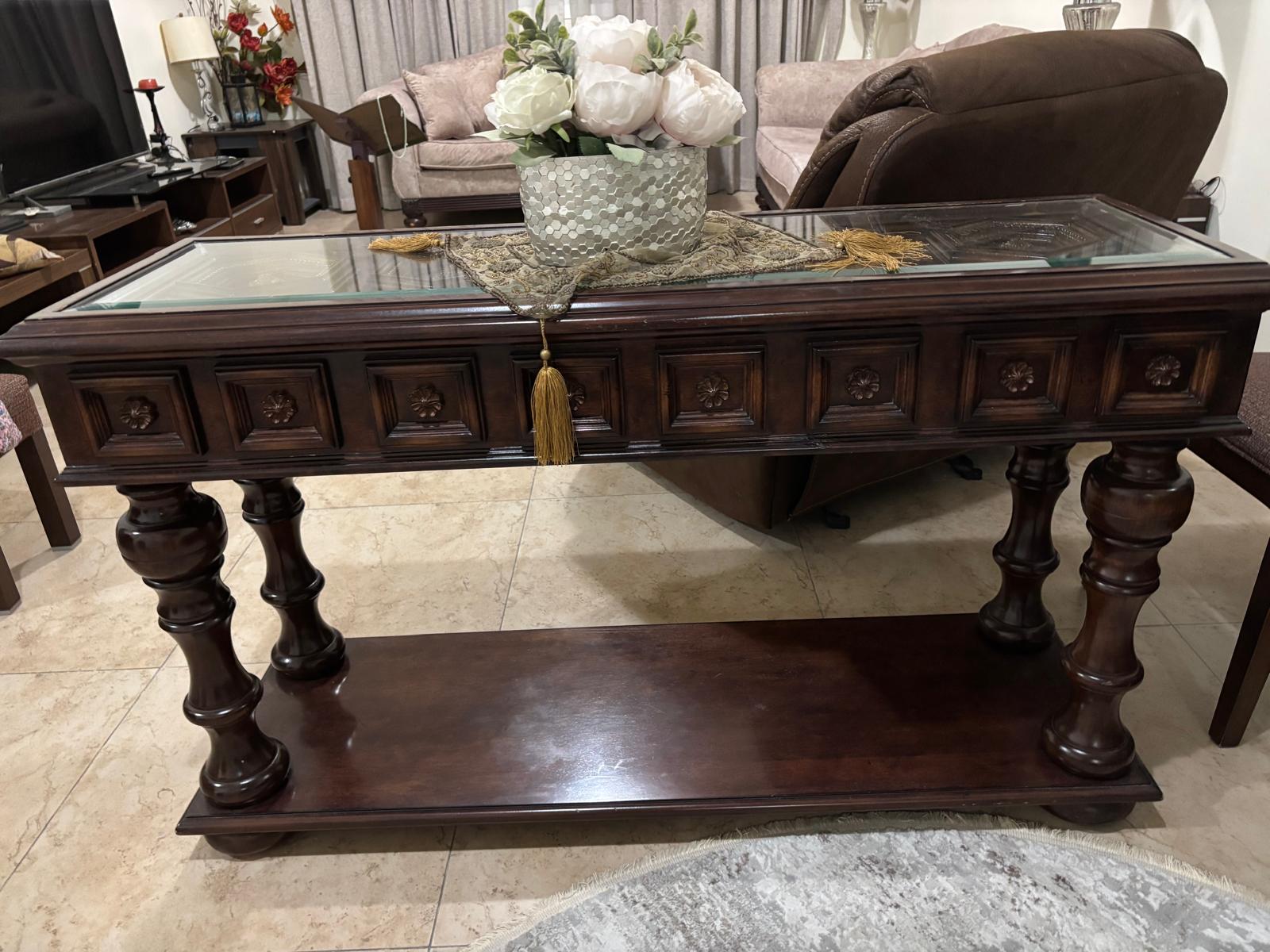 Two Consoles Solid Wood Luxurious Classic Console table with mirror - Image 3