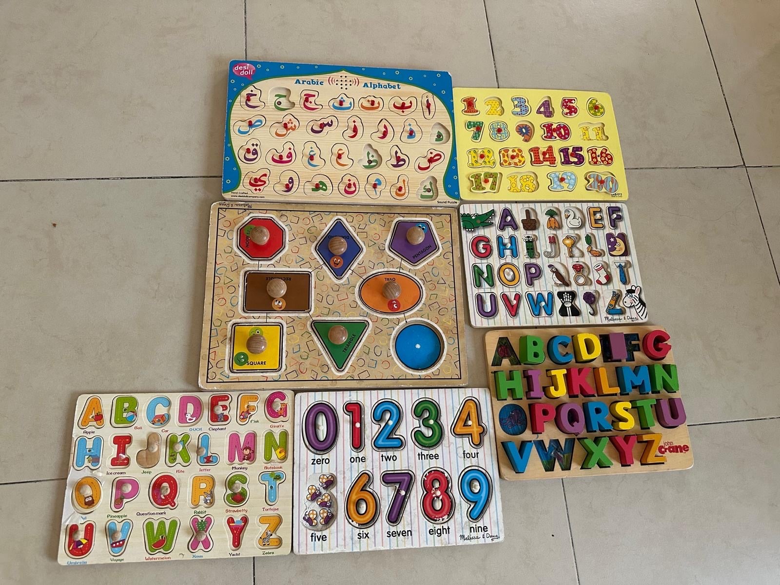 7 ABC 123 wooden alphabets English Arabic numbers boards for 2-6 year olds - Image 2
