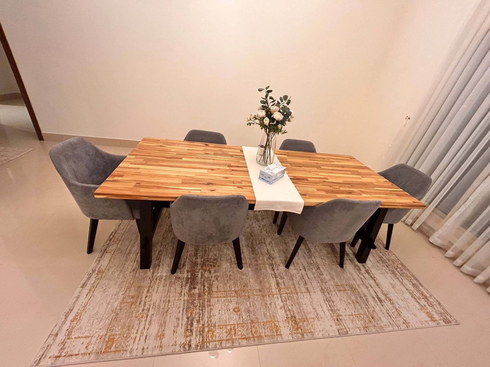 IKEA Dining Table + 6 Chairs and Carpet - Image 3