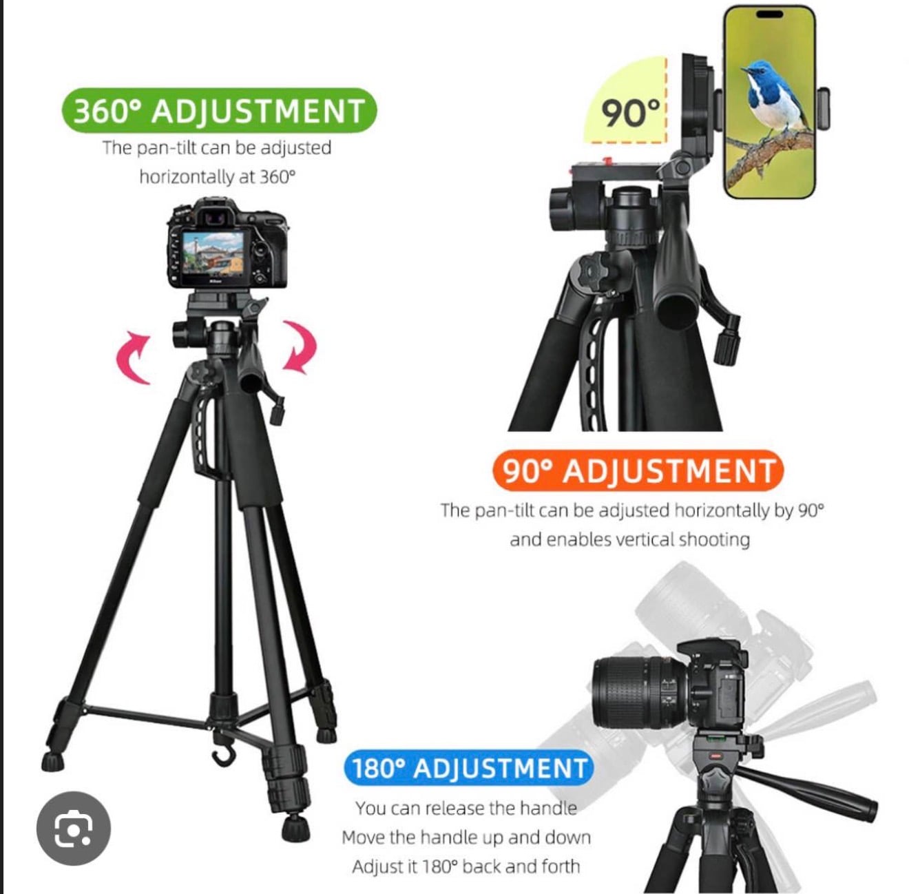 Professional Camera tripod stand with extension for any type and DSLR - Image 4