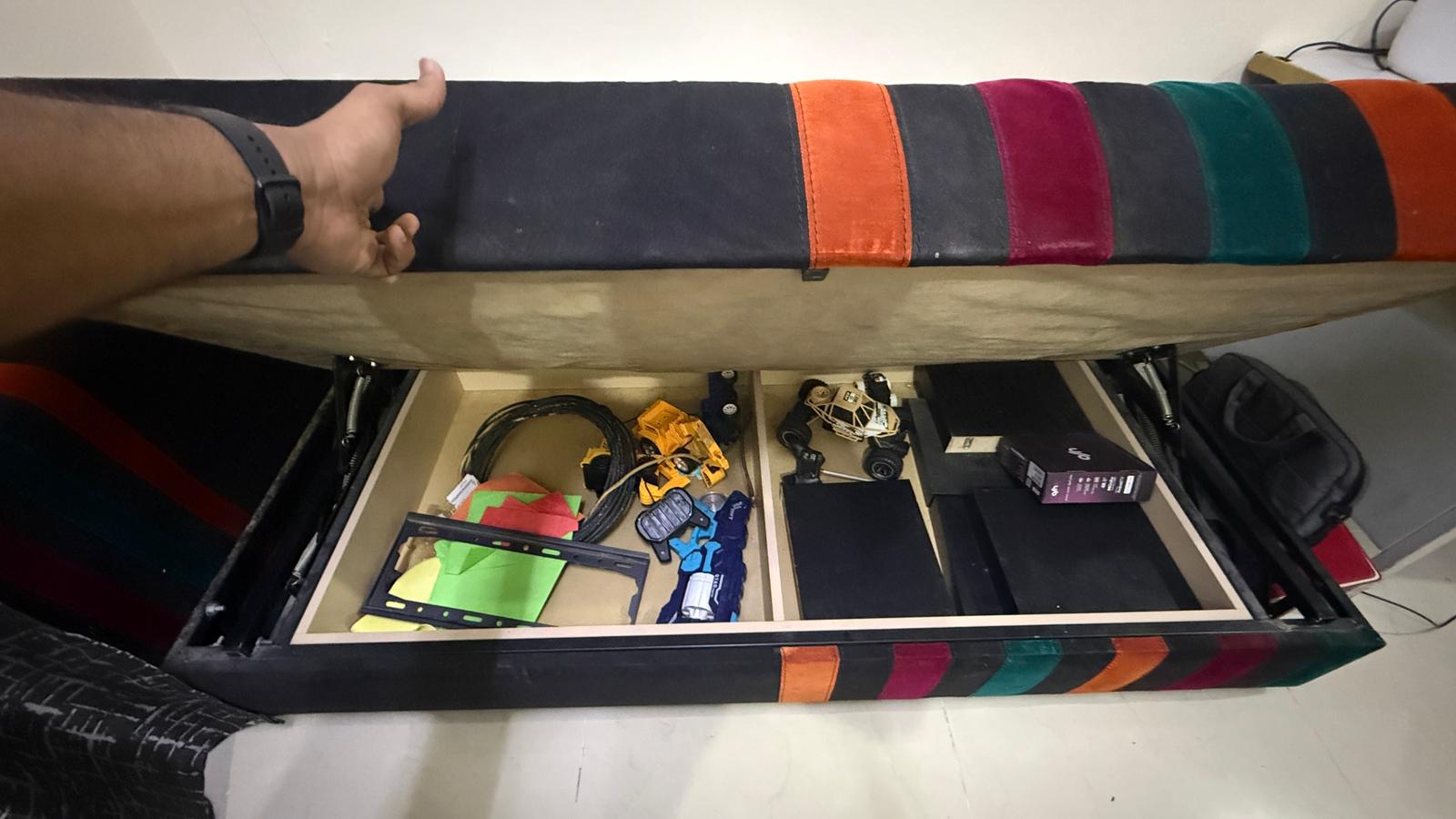 L-Shape Sofa Cum Bed with Storage for Sale - Image 3