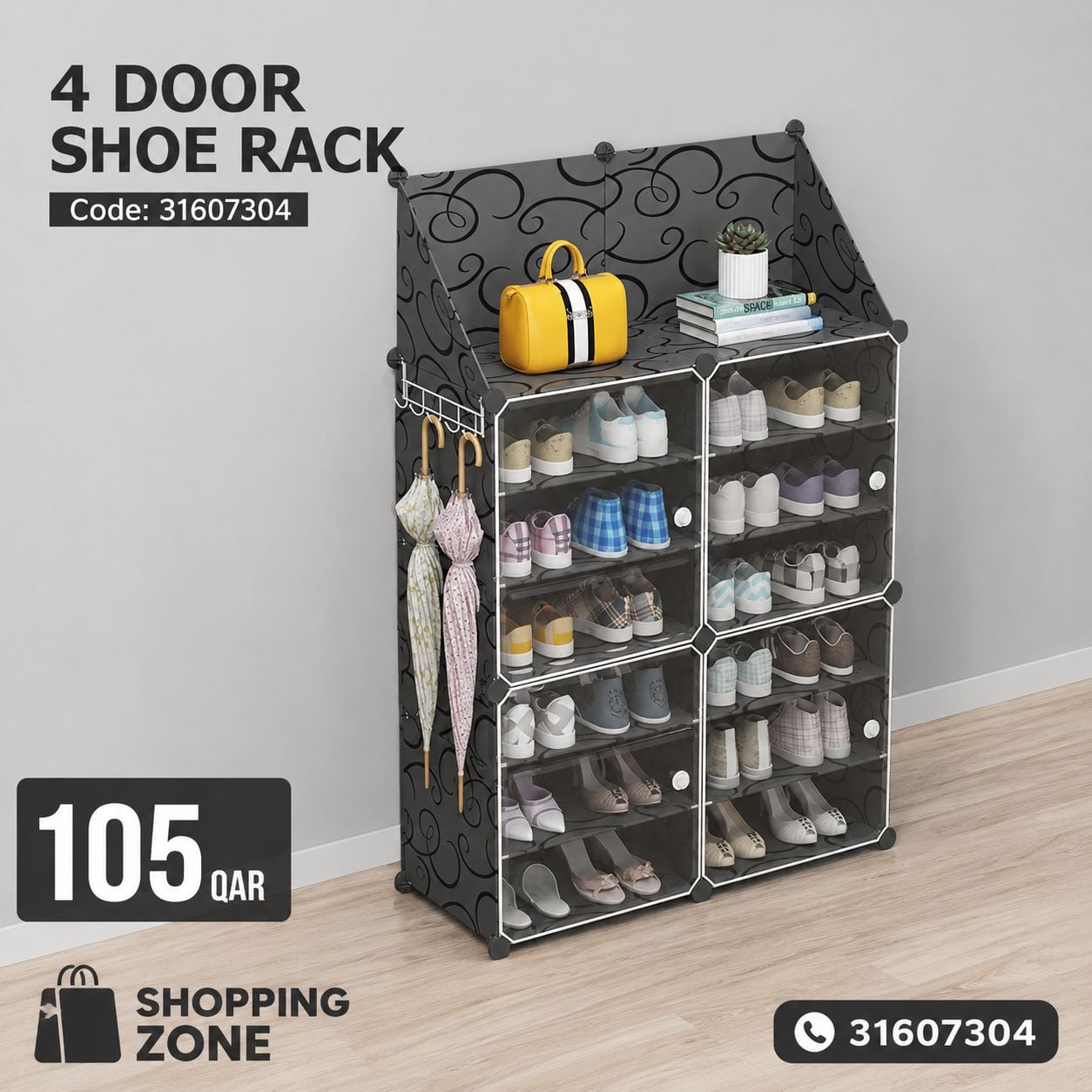✨ 4 Door Shoe Rack – Only 105 QAR ✨ - Image 1