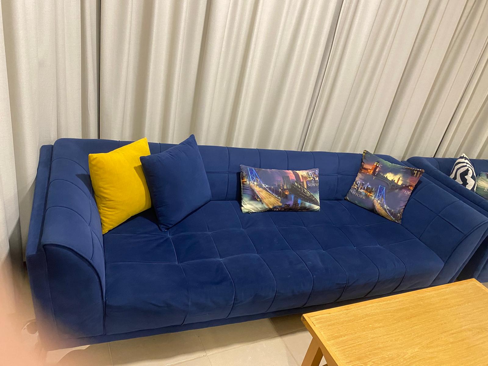 Dark blue 3 piece Sofas (8 seats)- Dark blue shown. - Image 5