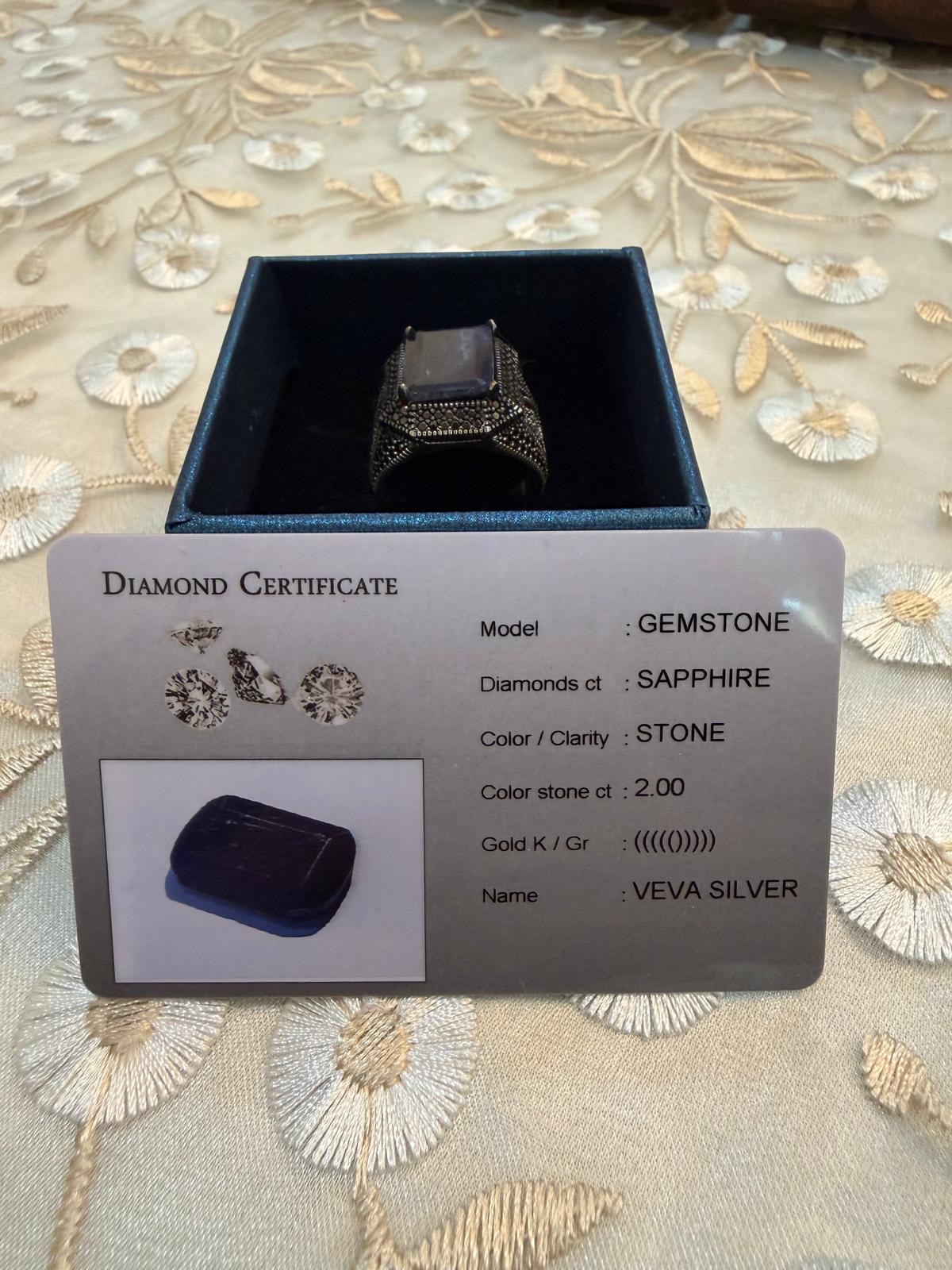 خاتم زفير افريقي african sapphire ring - Image 2