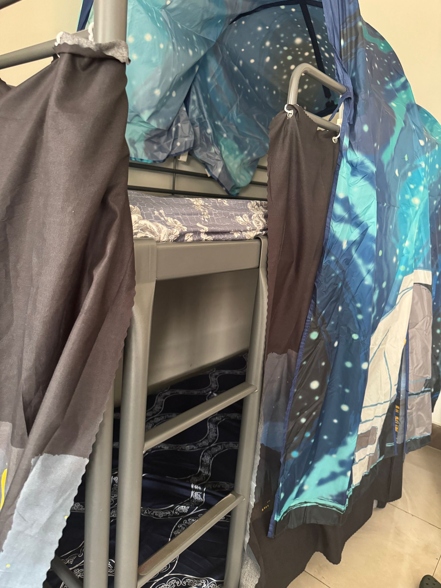 ikea svarta bunk bed+ ikea matterss (less used)+ ikea privacy cover - Image 4