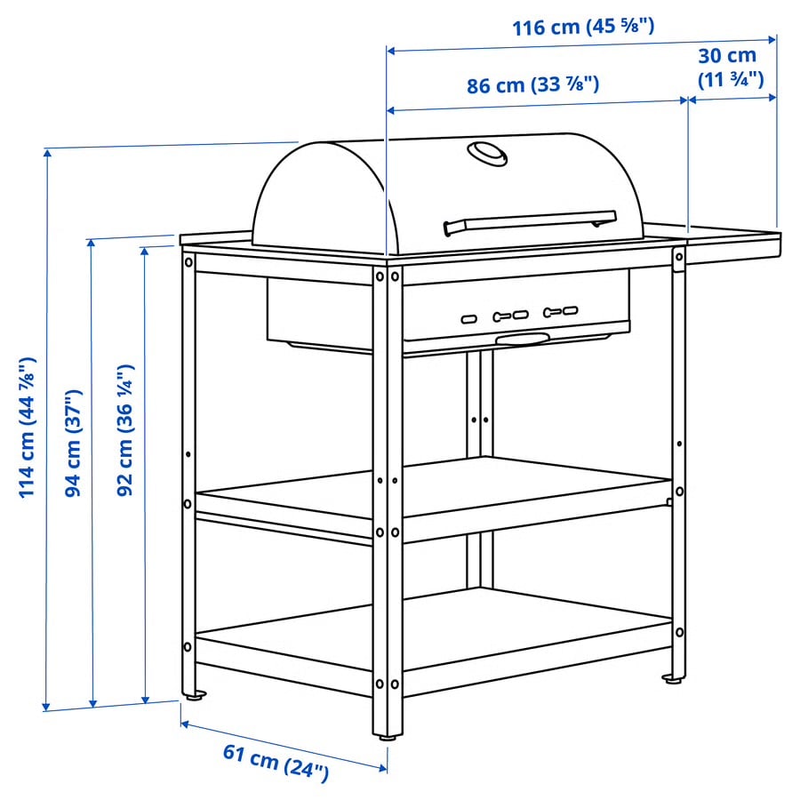 Charcoal barbecue w side table - Image 4