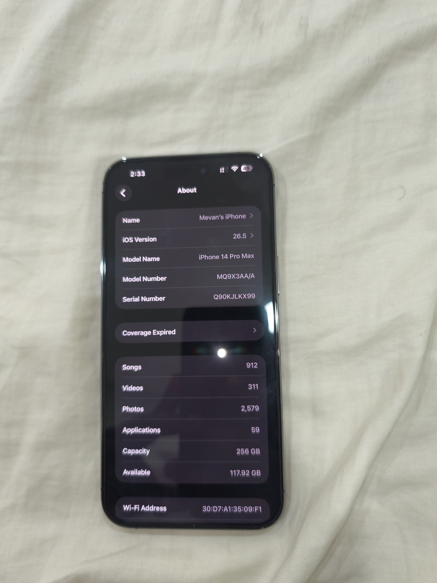 آيفون 14 برو ماكس 256GB بنفسجي 2000 ريال - Image 4