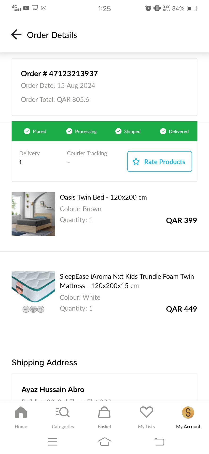 Twin Bed With Mattress for sale good condition - Image 7