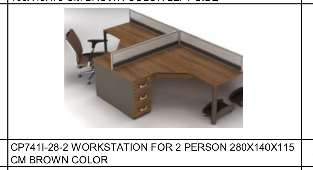 2-Person Office Workstation (06 set) – Brown – Excellent Condition - Image 1
