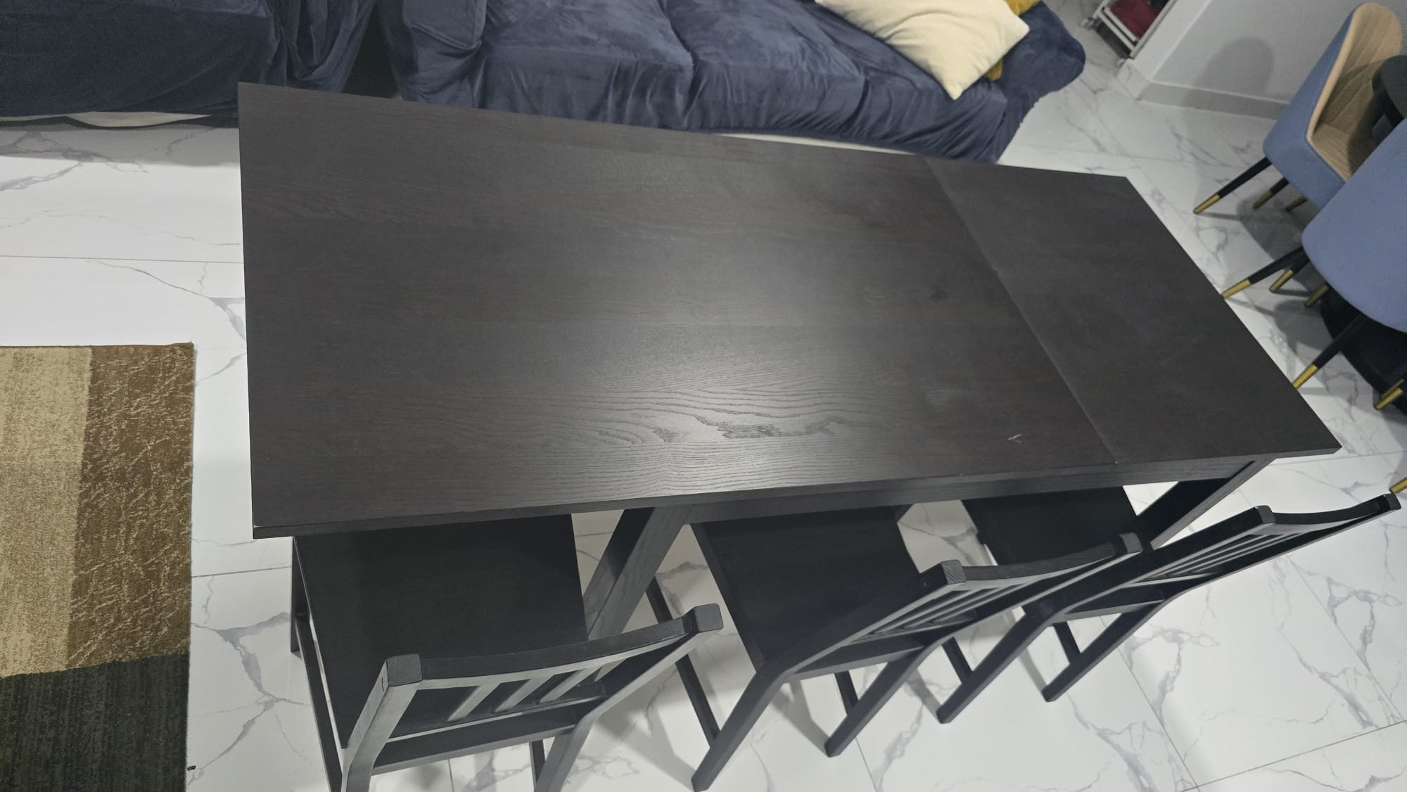 IKEA extendable dinning table with 3 chairs  - Image 3