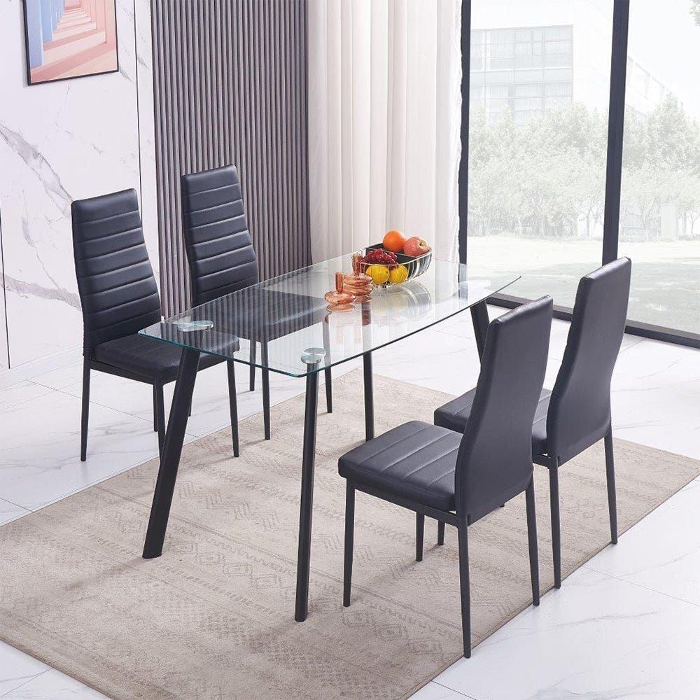 Glass Dining table with 4 chair - Image 1