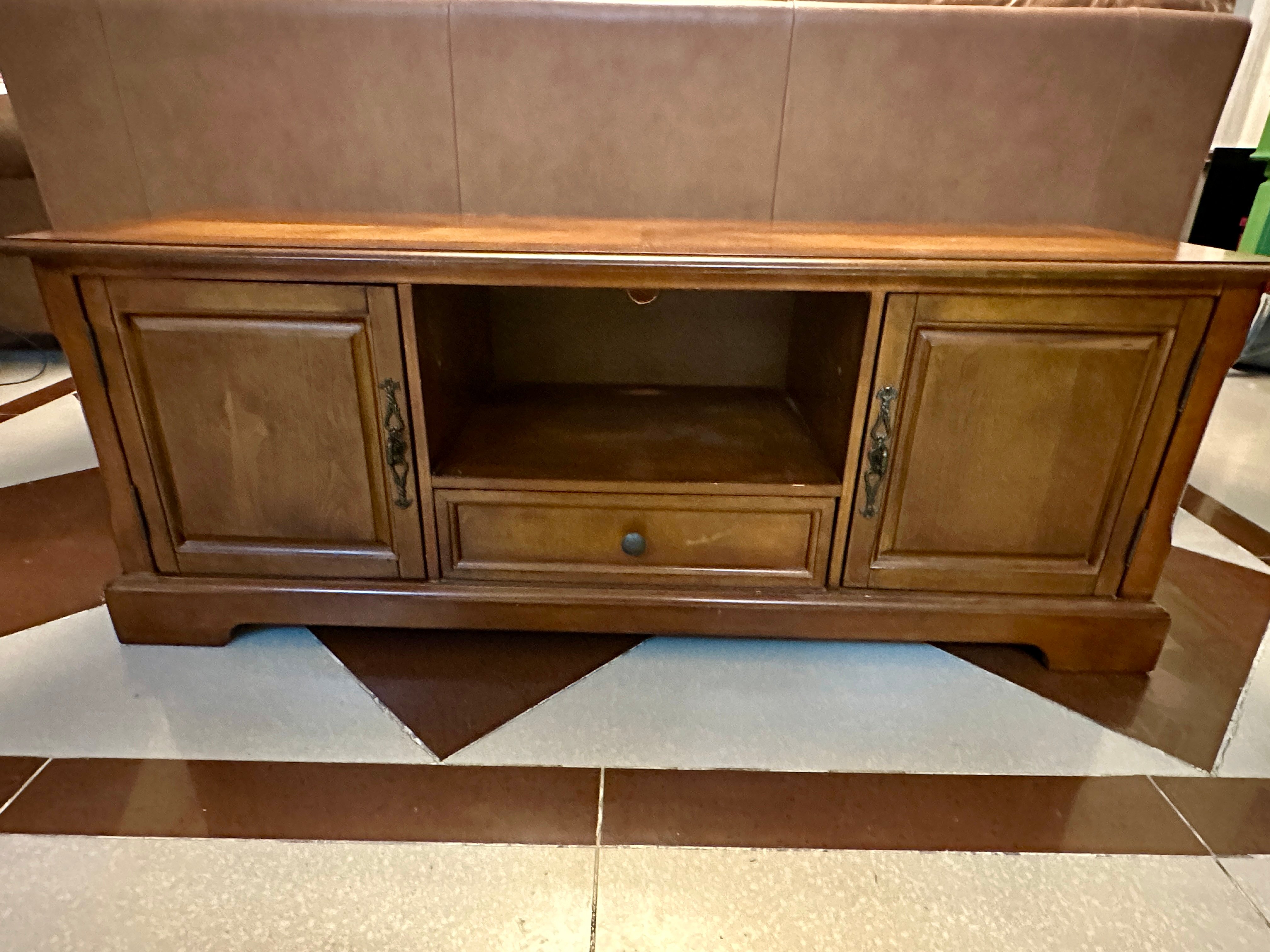 TV table stand bench solid wood - Image 1