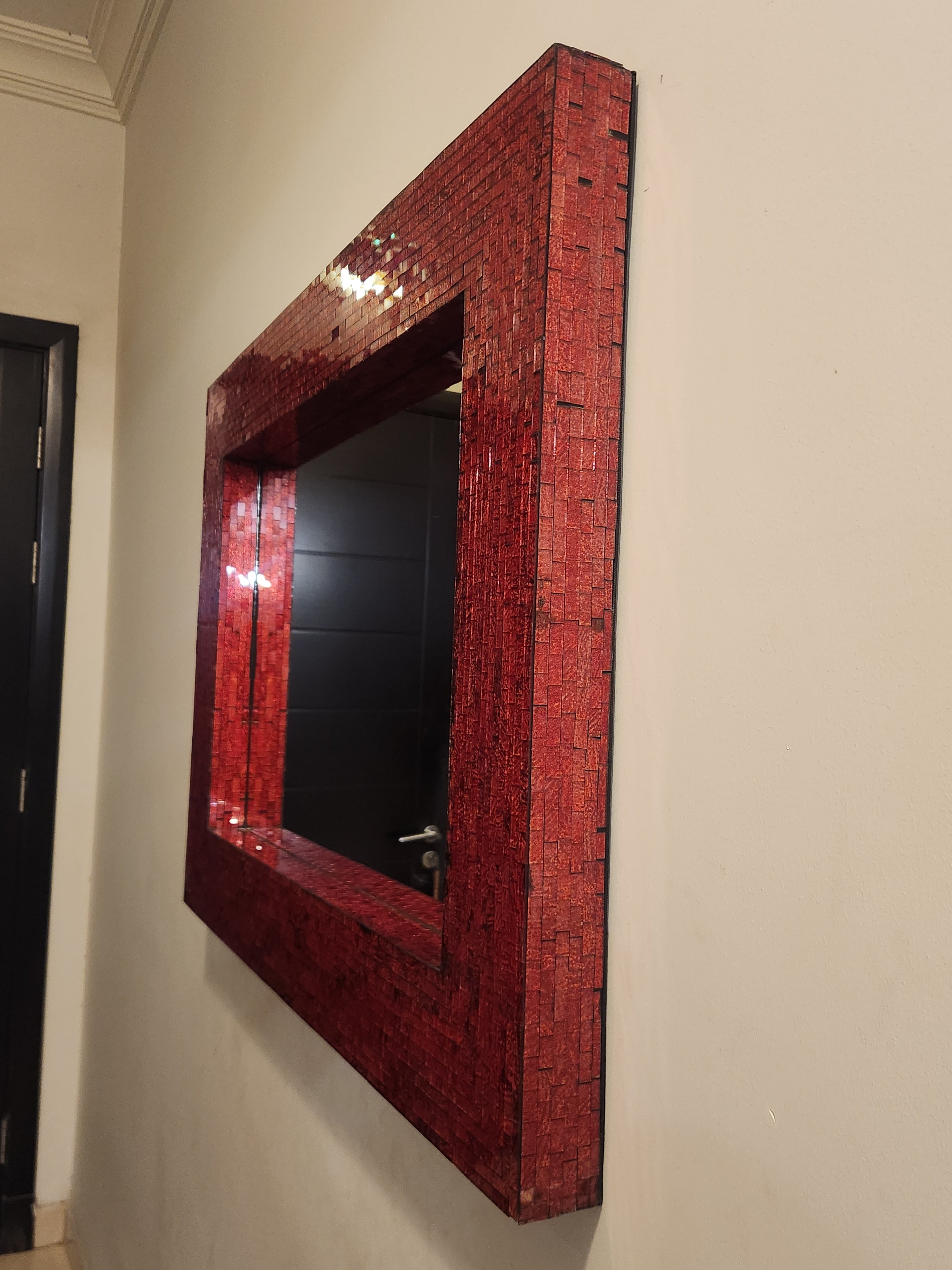 Red Mosaic Wall Mirror - 100x75 cm - Image 1