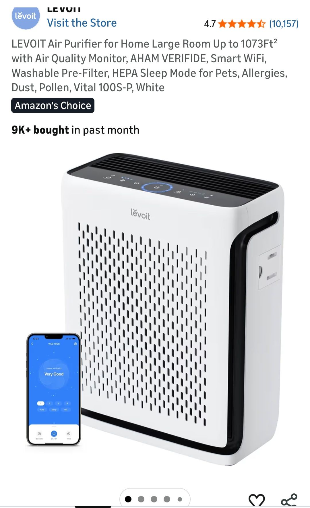 Levoit Vital 100s air purifier + extra new filter  - Image 3