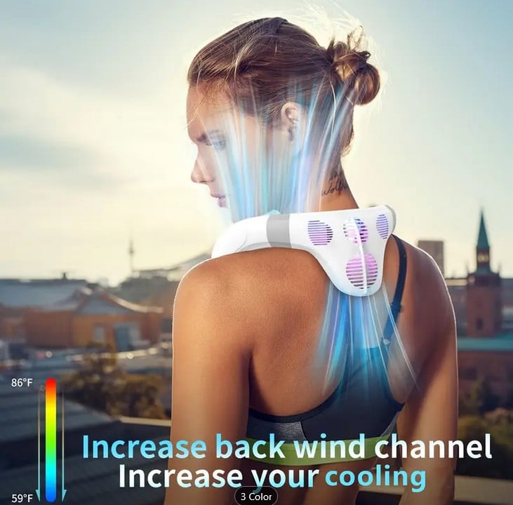 مروحة رقبة محمولة بتكييف هواء 360° تدفق هواء للأعلى ولأسفل - Image 8