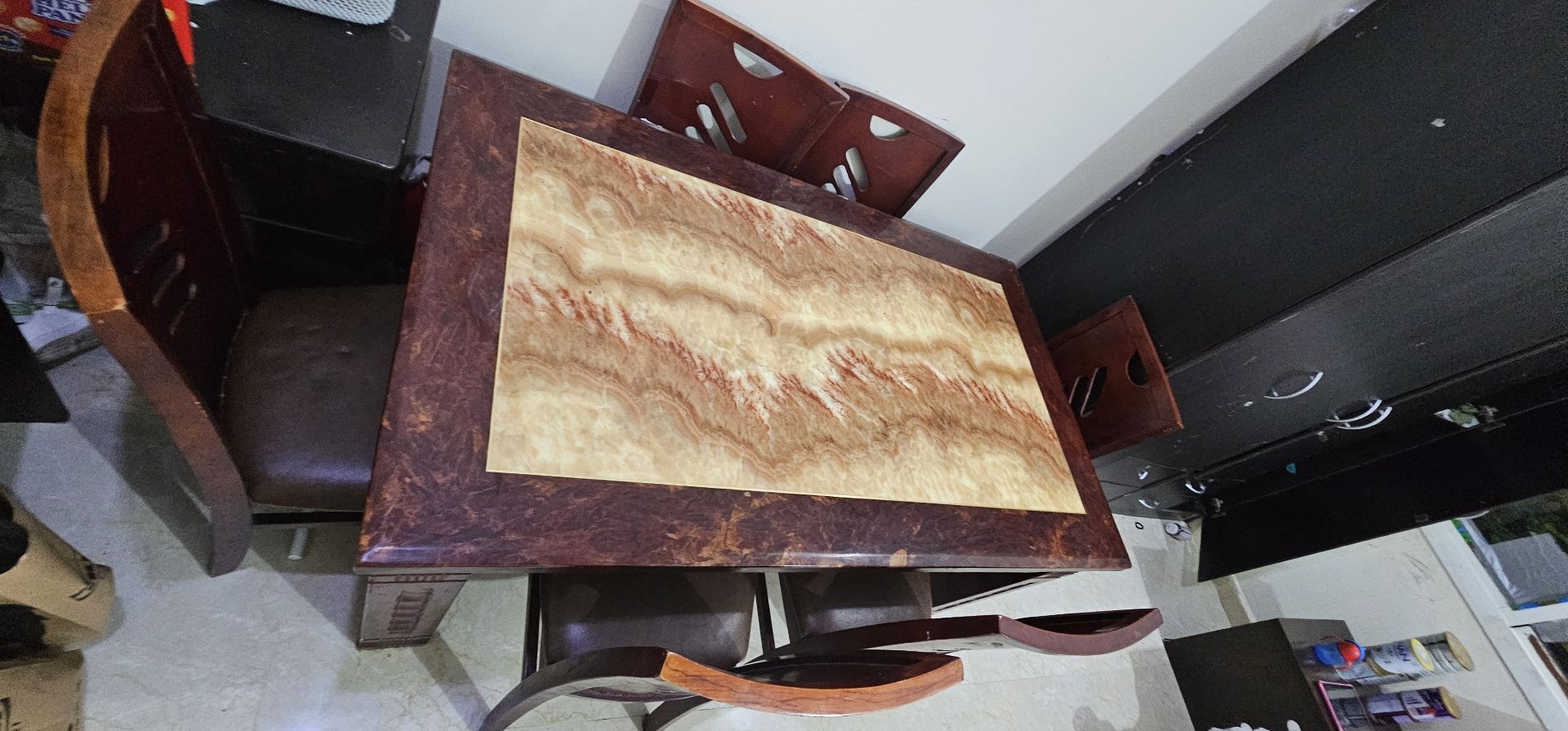 Heavy-duty Marble stoned table with 6 chairs - Image 4