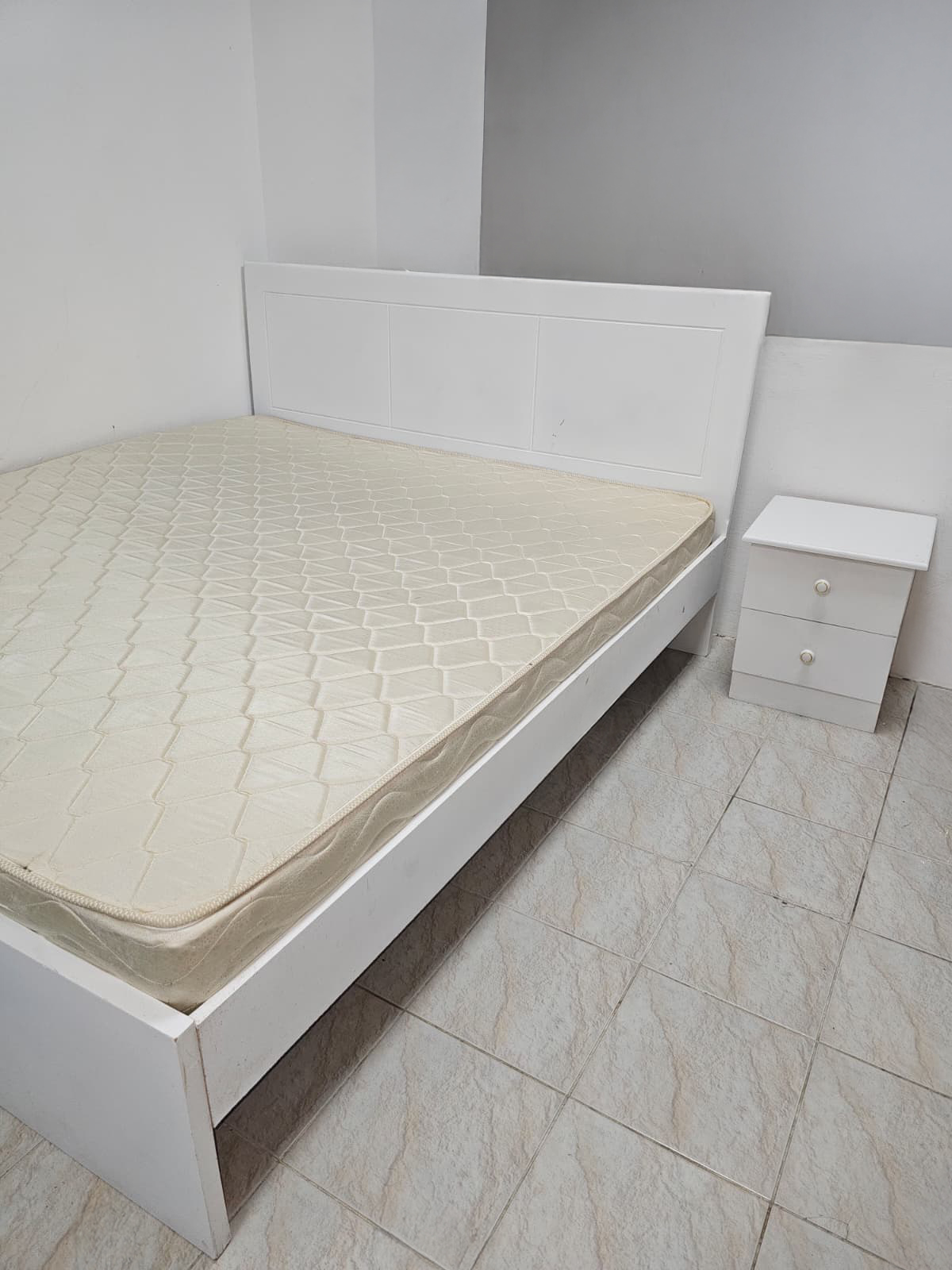 King Size Bed + Mattress + Side Table — Good Condition - Image 3