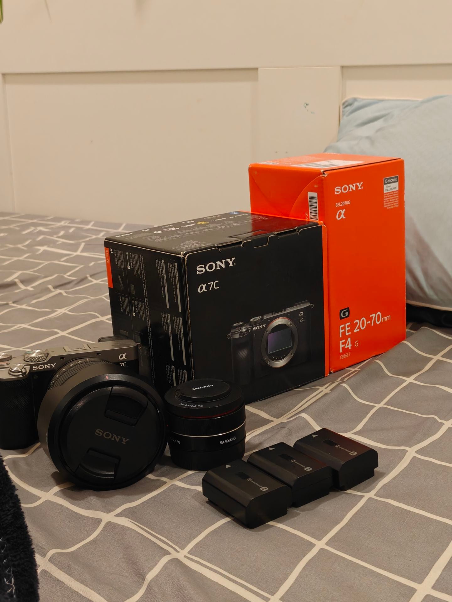 Sony A7C with 3 batteries and Sony 20-70mm G lens and Samyang 35mm 2.8 lens - Image 1