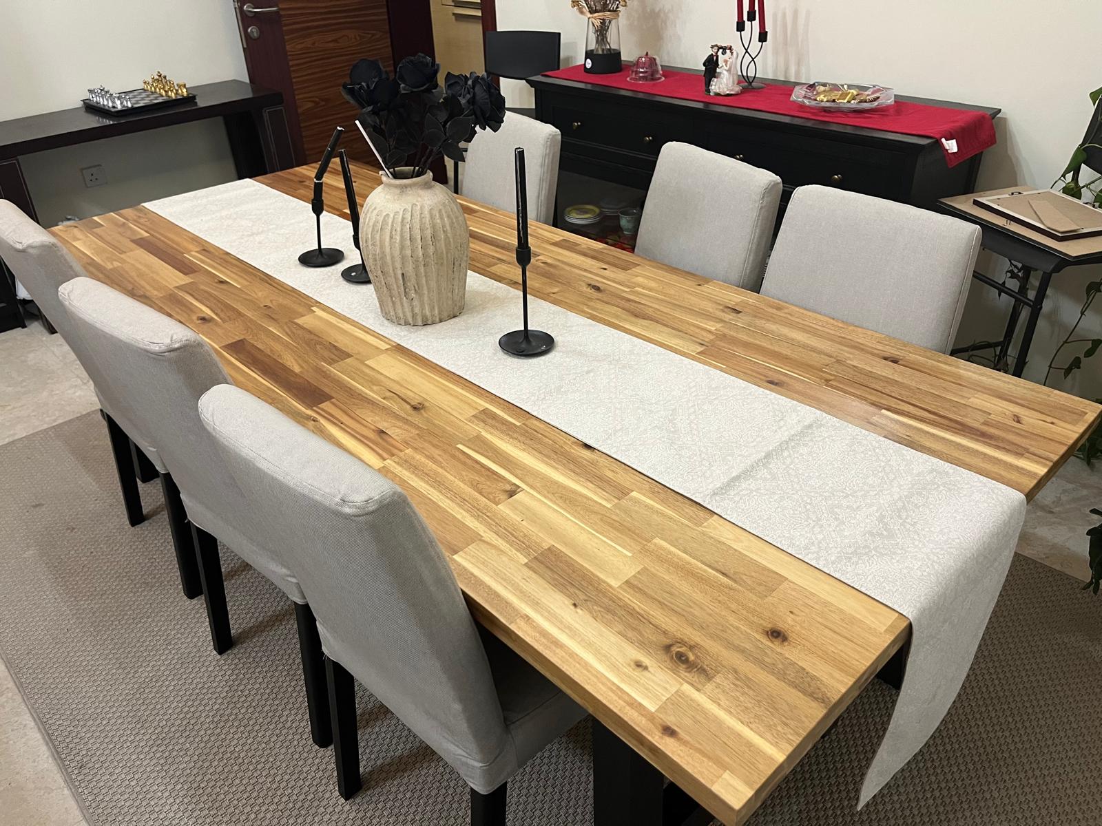 SKOGSTA Dining table, acacia/black, 235x100 cm - Image 2