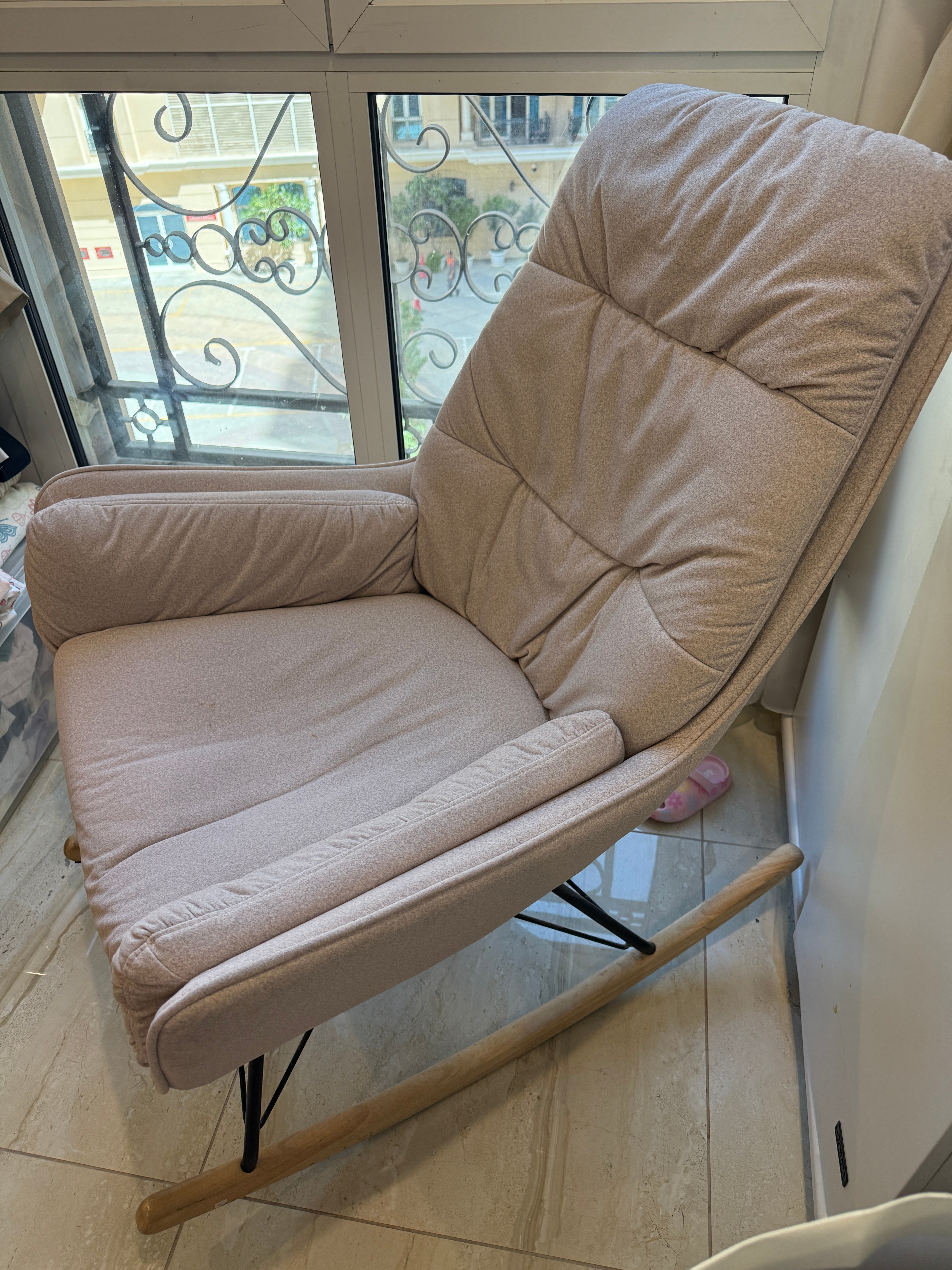 Modern Beige Rocking Chair | Nursing / Reading Chair  - Image 3