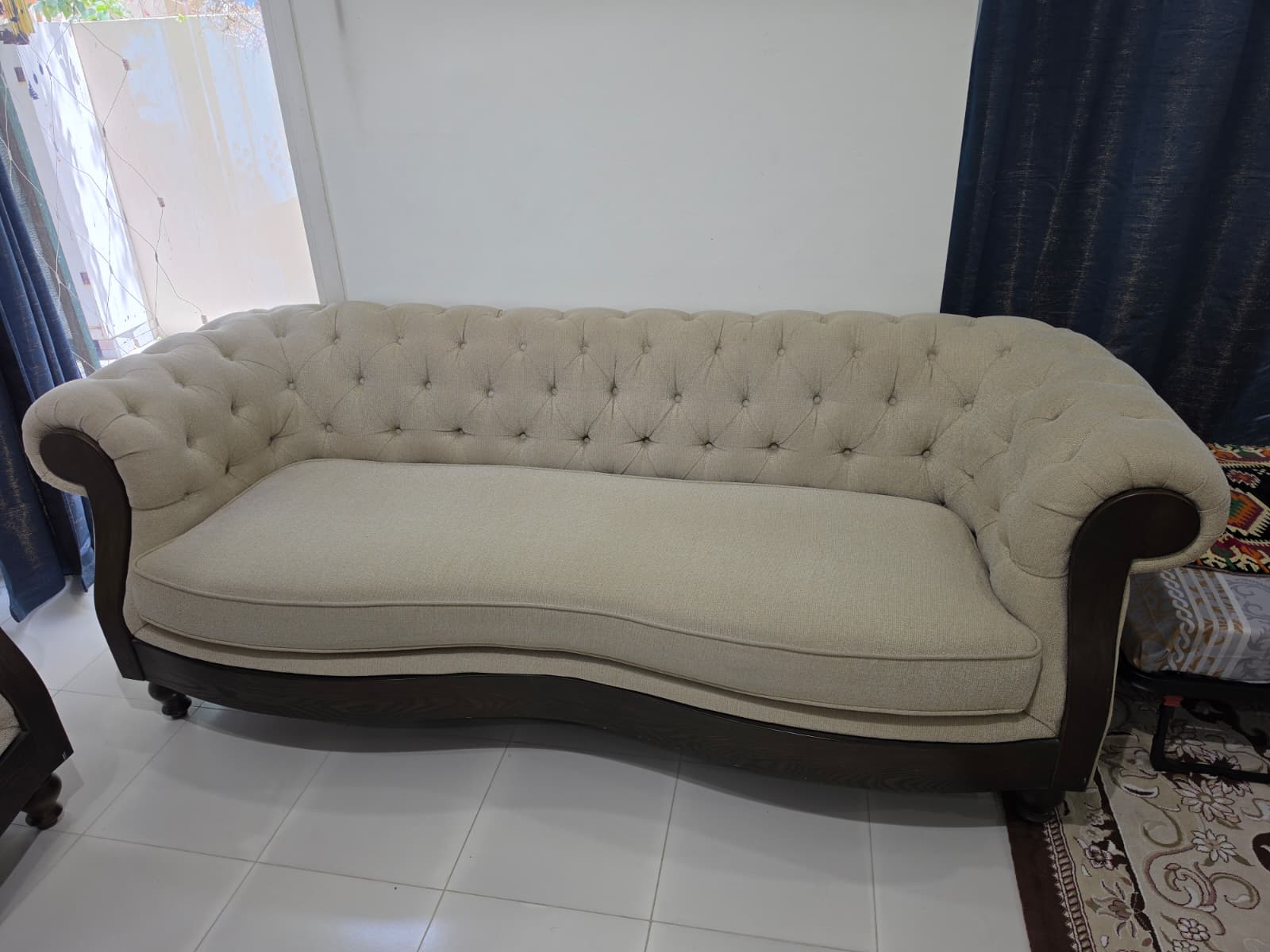 2 Piece Sofa Set (Short + Long) Cream Color Like New Condition - Image 4