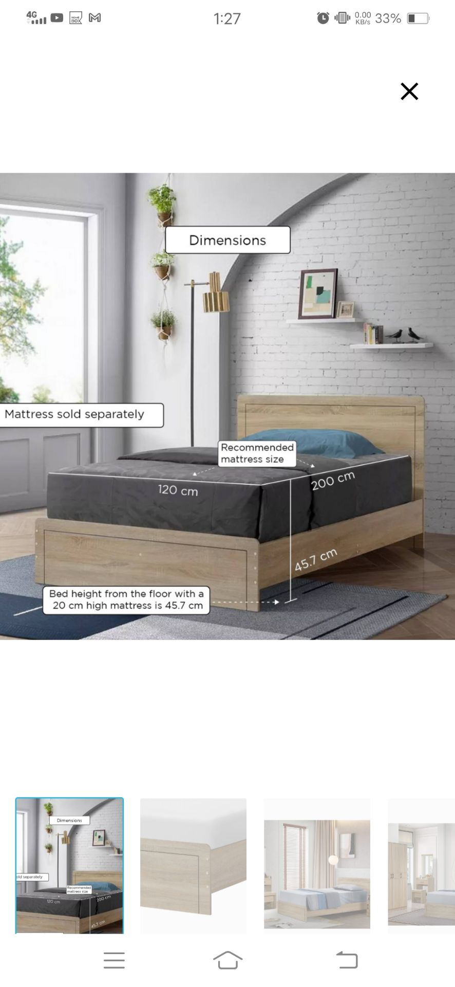Twin Bed With Mattress for sale good condition - Image 8