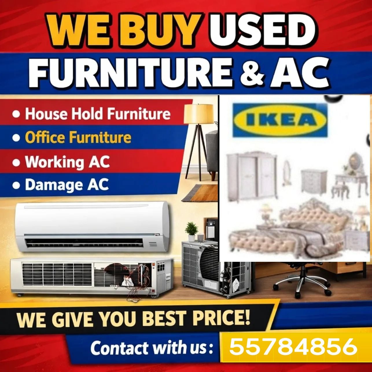 WE BUY USED FURNITURE & AC
🏠 House Hold Furniture
Office Furniture
- Image 1