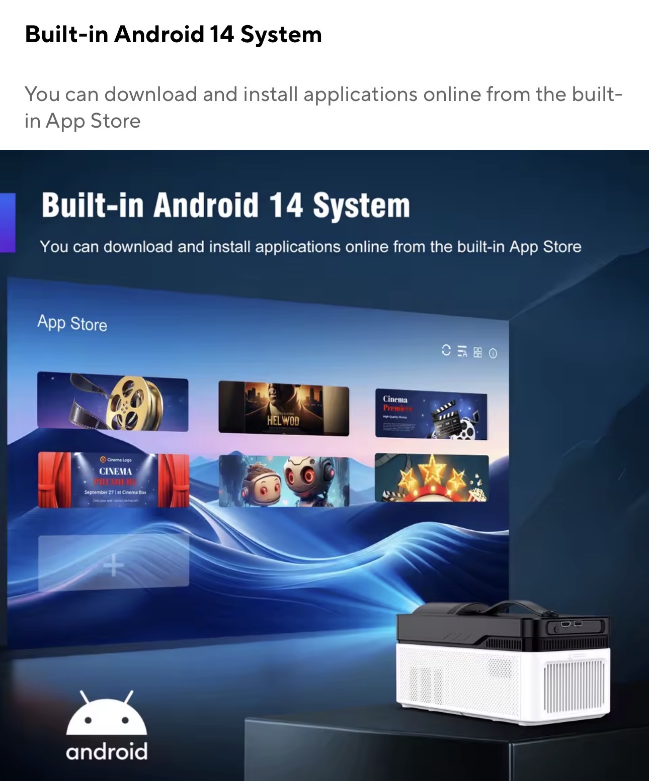 Megcubic UHD Android Smart Projector (4K Support) for Sale -Brand New - Image 8