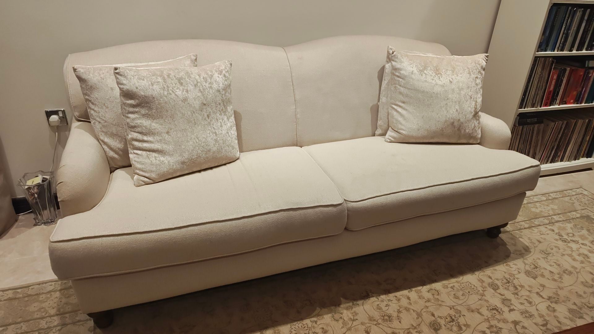 Cream sofa with cushions  - Image 2