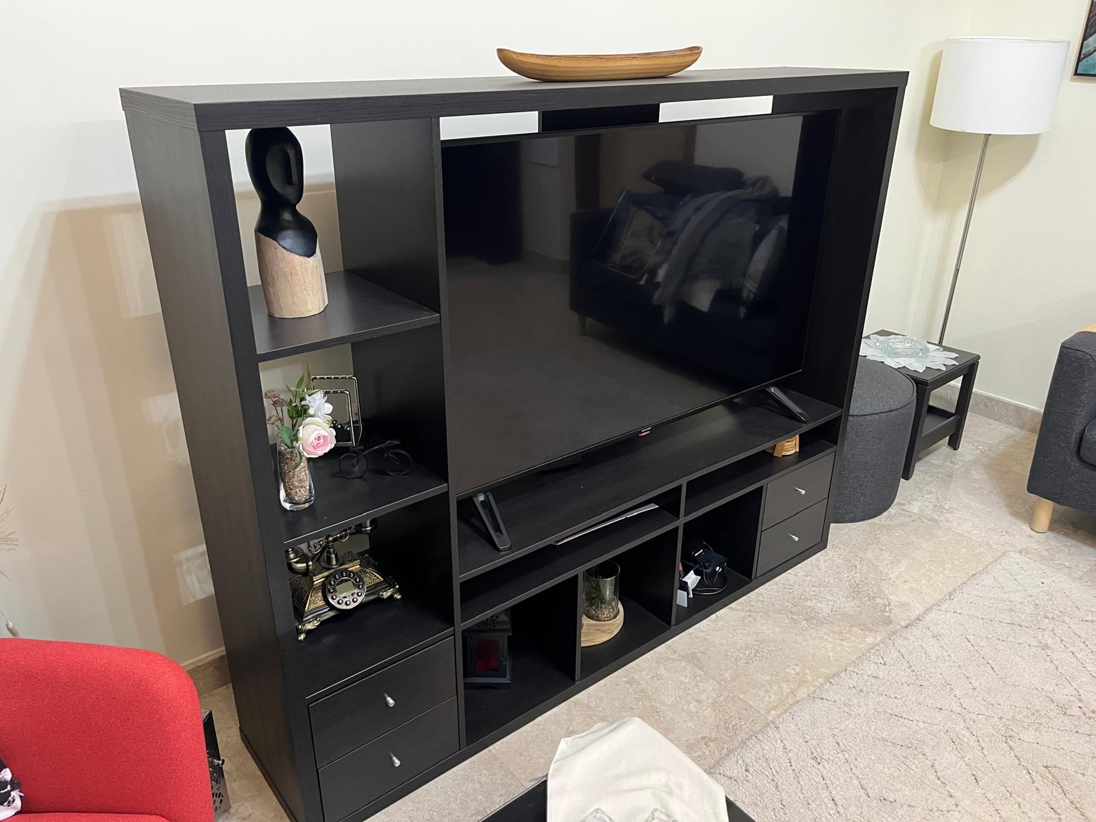 LAPPLAND TV storage unit, black-brown (with 4 drawers) - Image 4