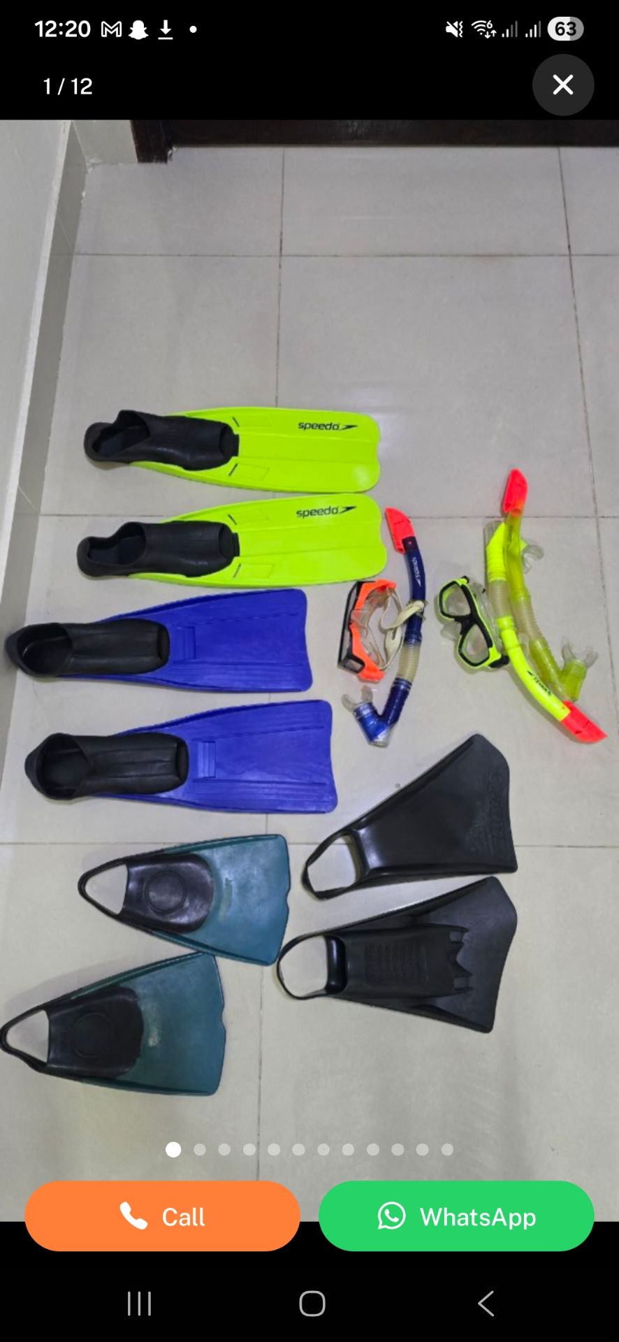 SPEEDO-Dual Lenses Mask,Snorkel & Fins Diving Set (SWIMMING & SCUBA) - Image 1