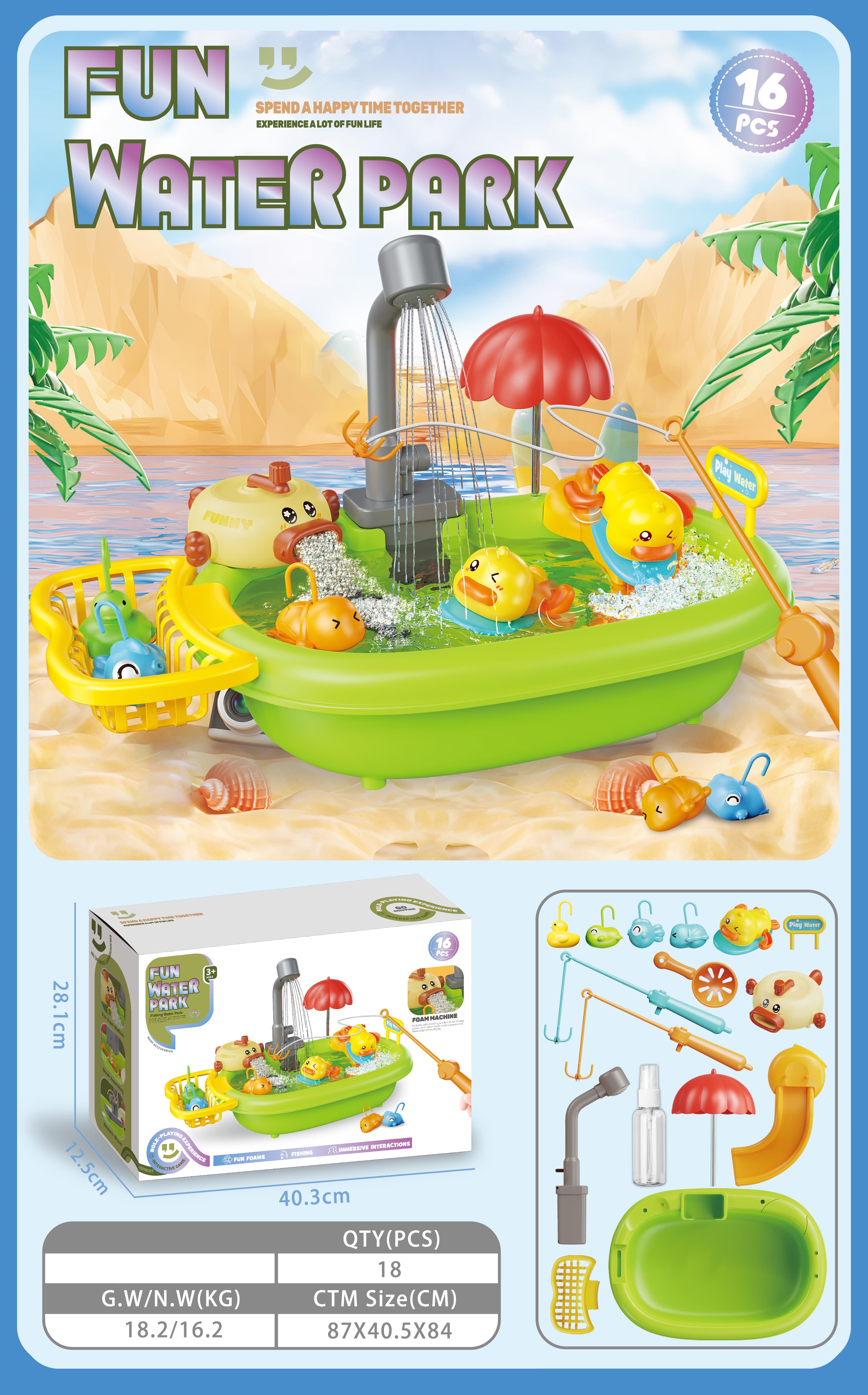 Fun Water Park Bath Toy – 16 PCS - Image 1