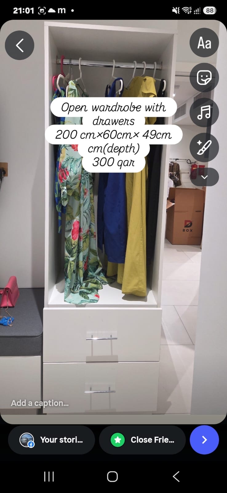Open Wardrobe with 2 Drawers - Image 2