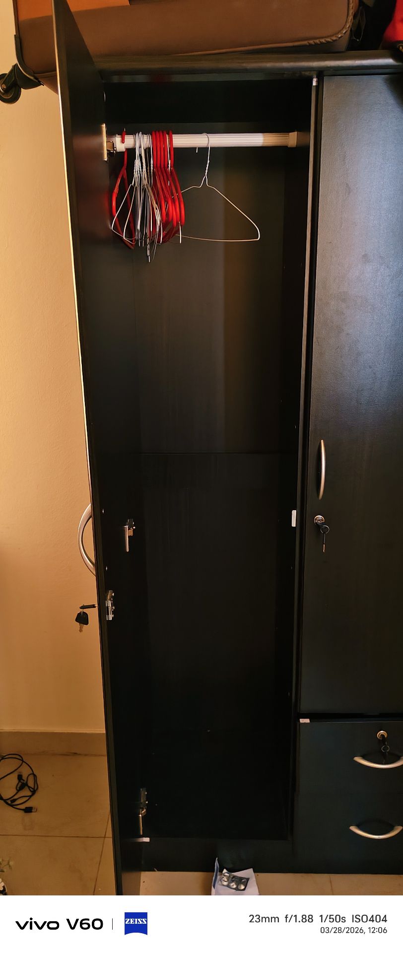 King size bed with mattress and cupboard for storage  - Image 7