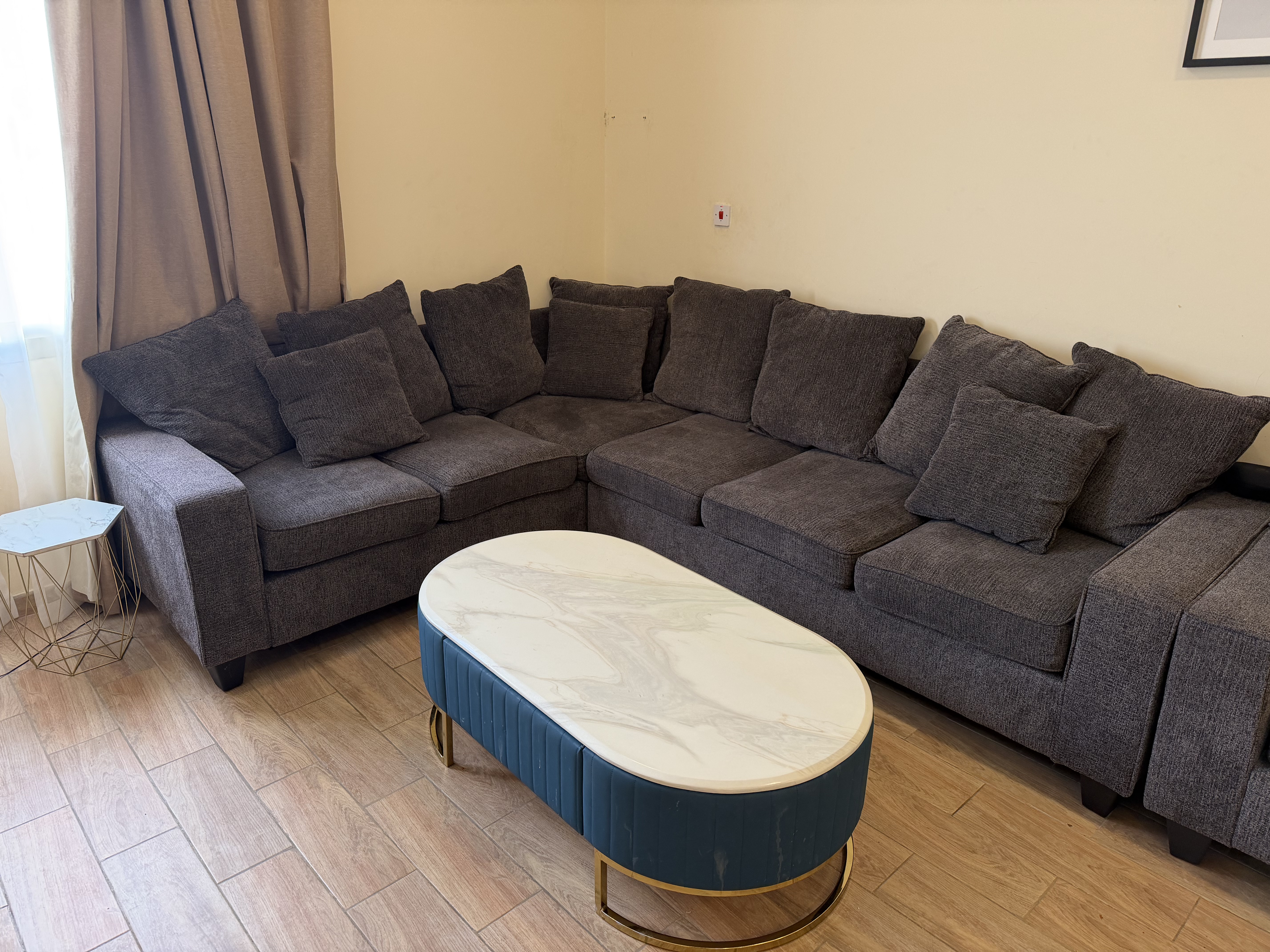 PAN Home L shape sofa set, 2 seater + ottoman - Image 1