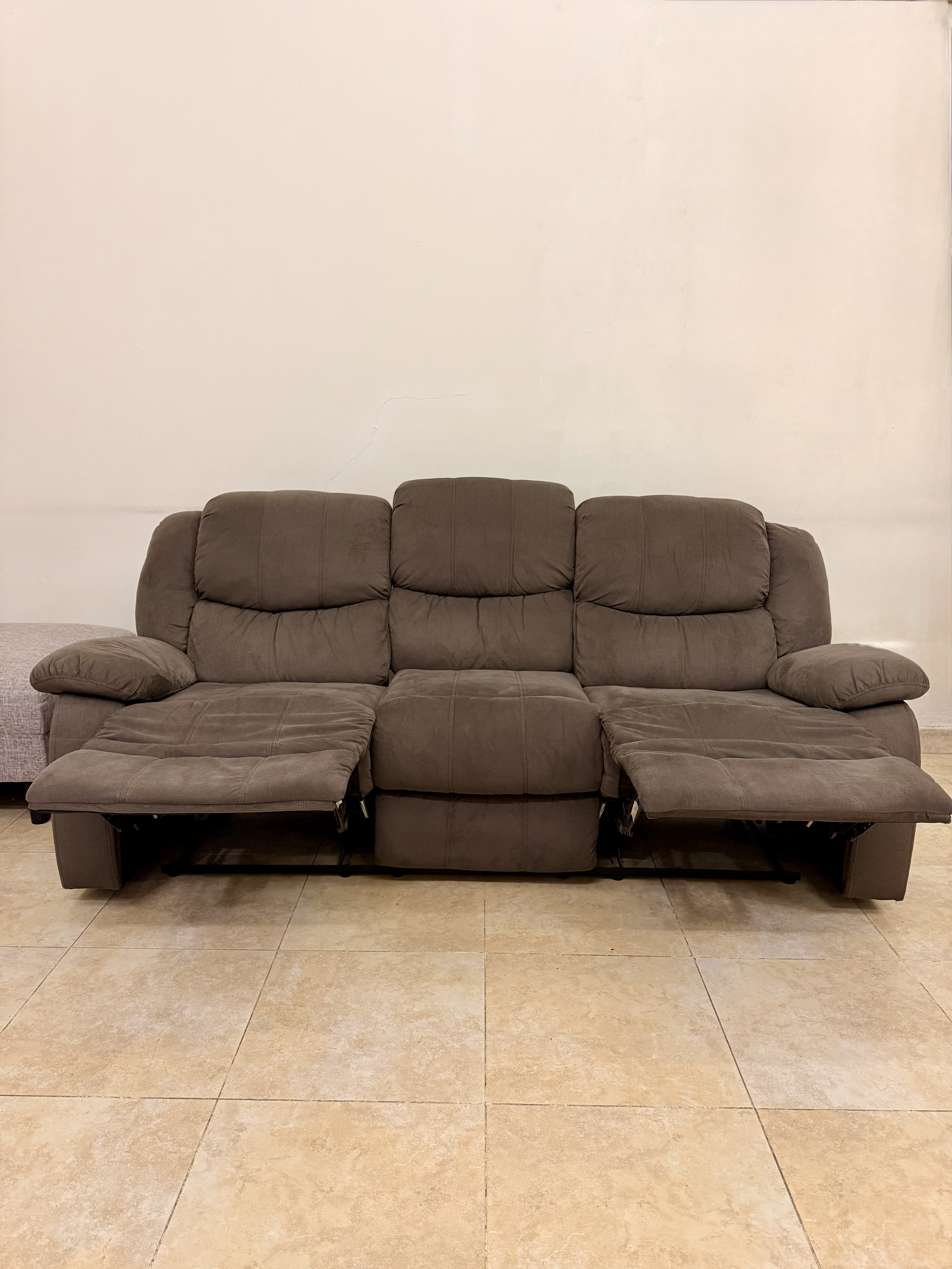 3-Seater Brown Recliner Sofa – Comfortable & Well Maintained - Image 3