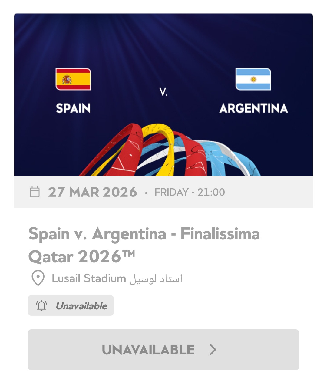 SPAIN VS ARGENTINA and QATAR VS ARGENTINA TICKET FOR SELL - Image 2