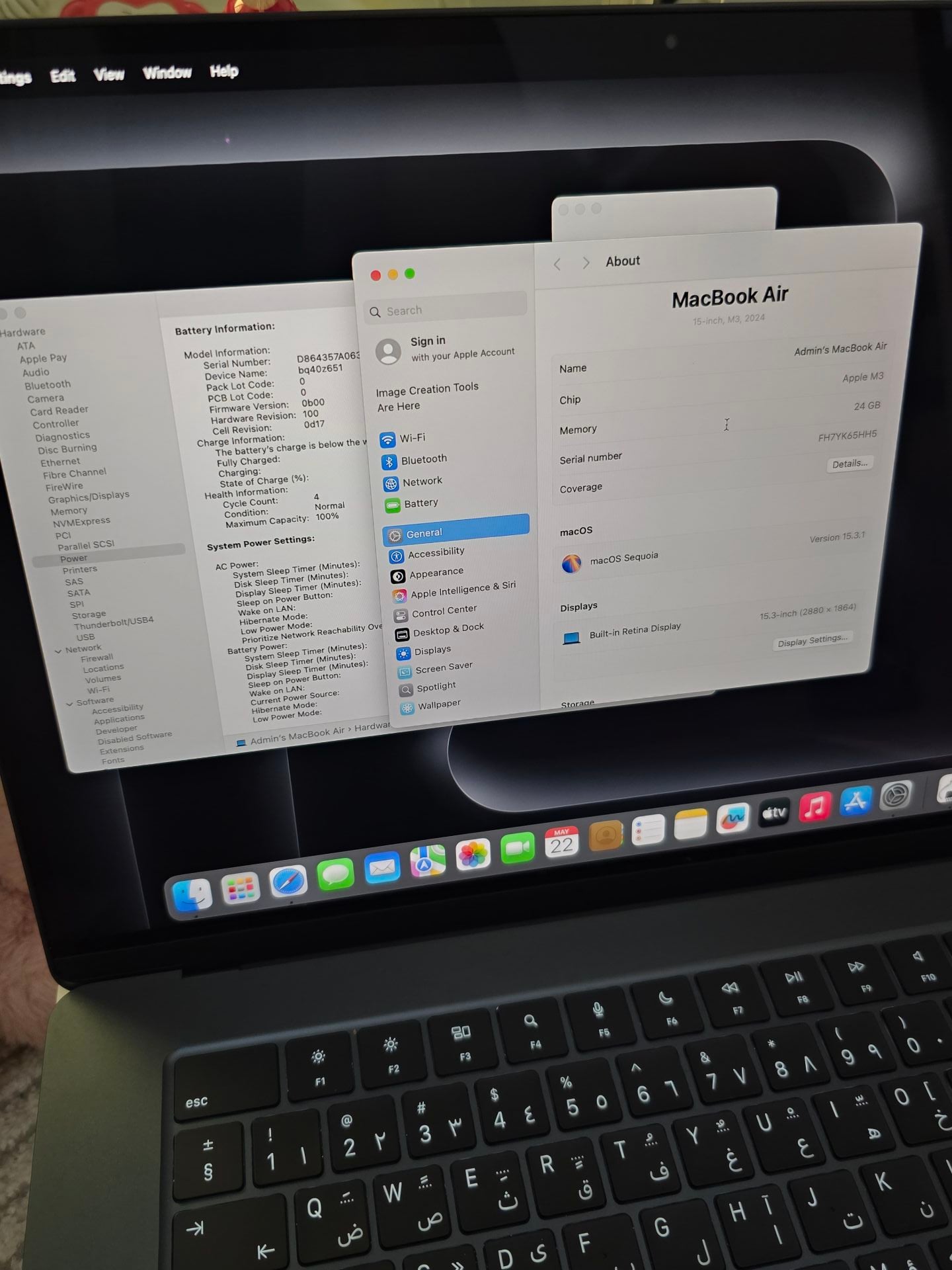 24/512Gb 15inch Macbook Air M3 Midnight - Image 2