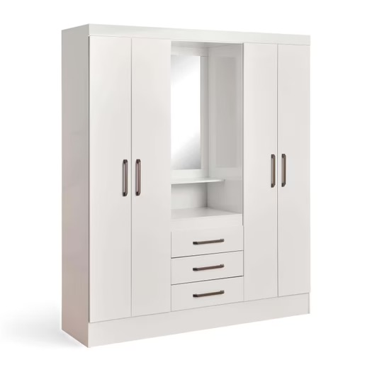 Clean 4 Door Wardrobe With 3 Drawer And Mirror - Image 5