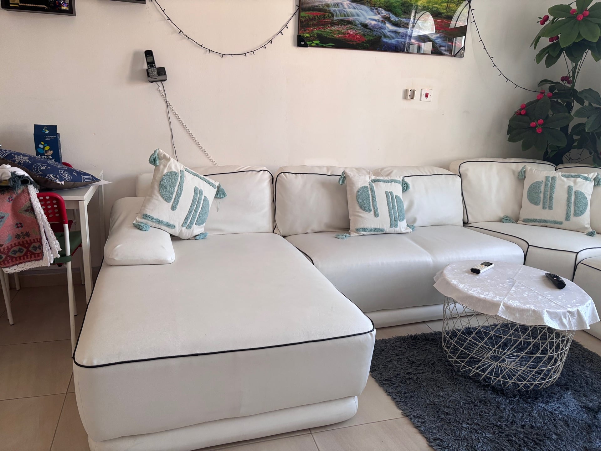 Large L shape white sofa perfect condition  - Image 3
