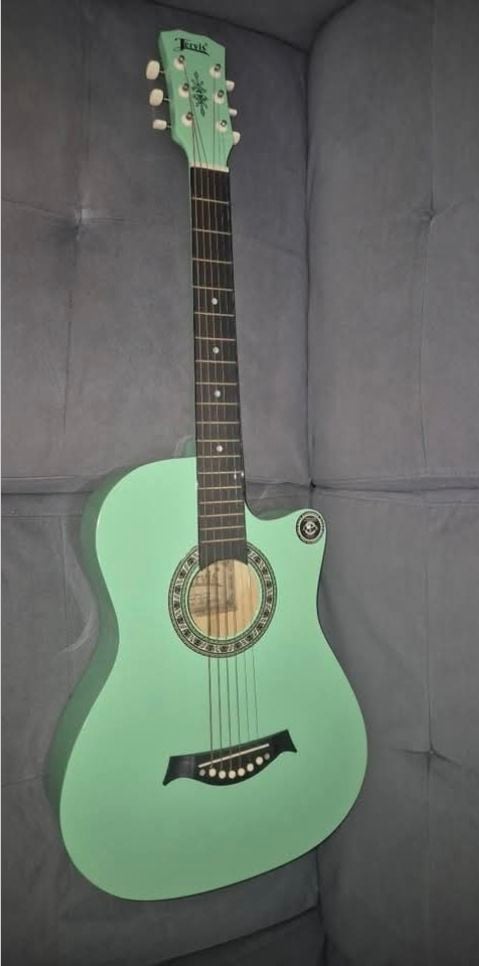 Turquoise acoustic guitar - Image 4