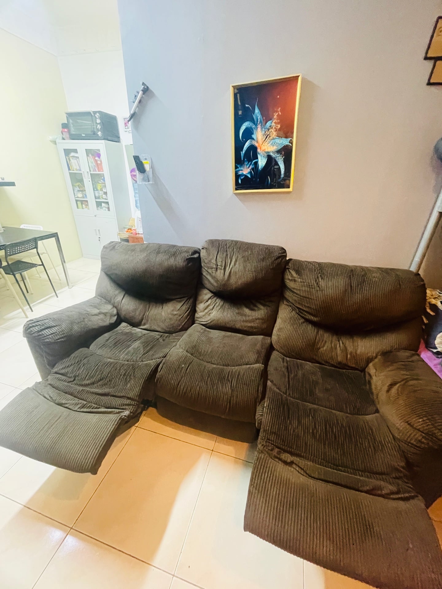 3 seater recliner sofa brown - Image 2