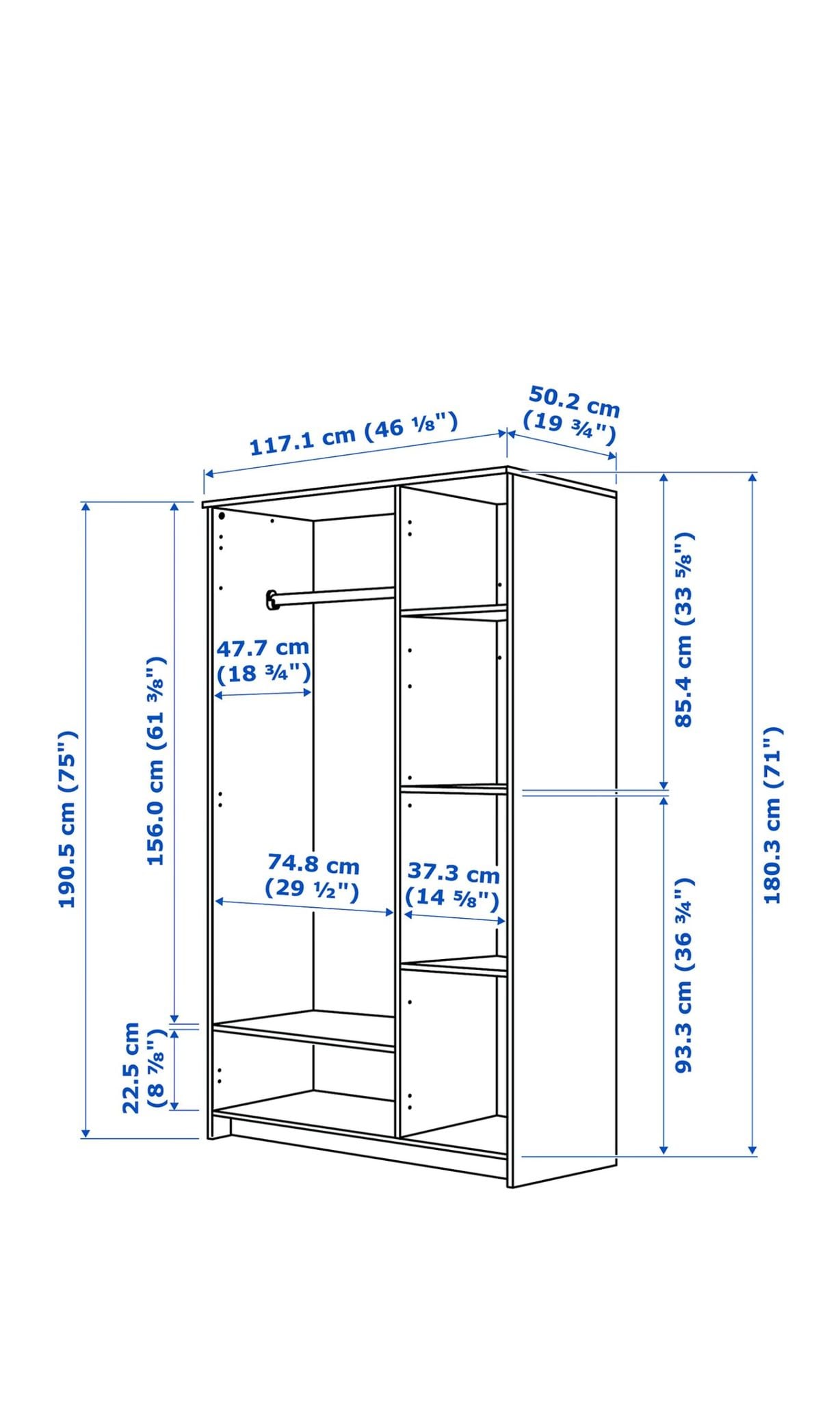IKEA 3-Door White Wardrobe for Sale - Image 6