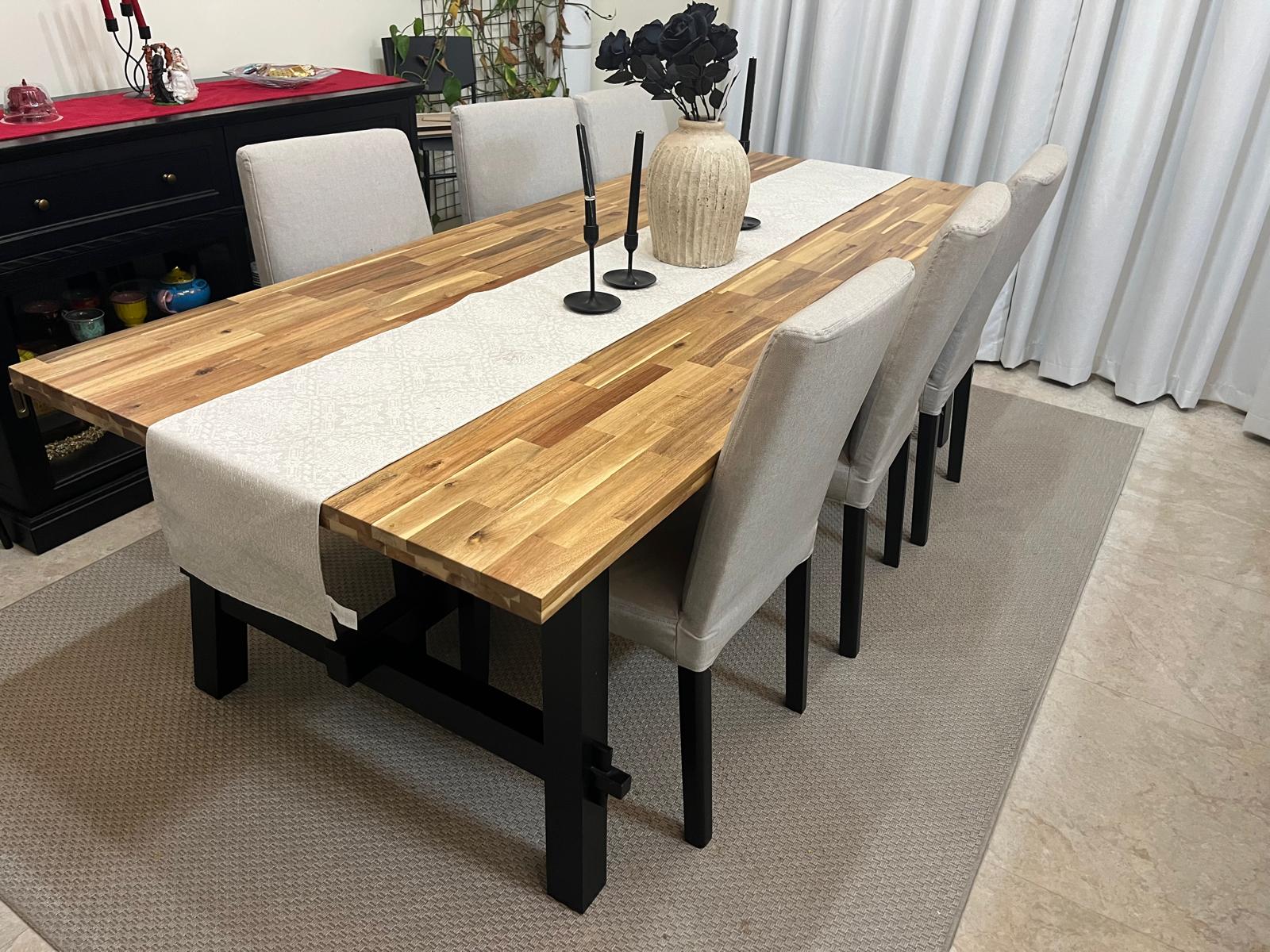 SKOGSTA Dining table, acacia/black, 235x100 cm - Image 1