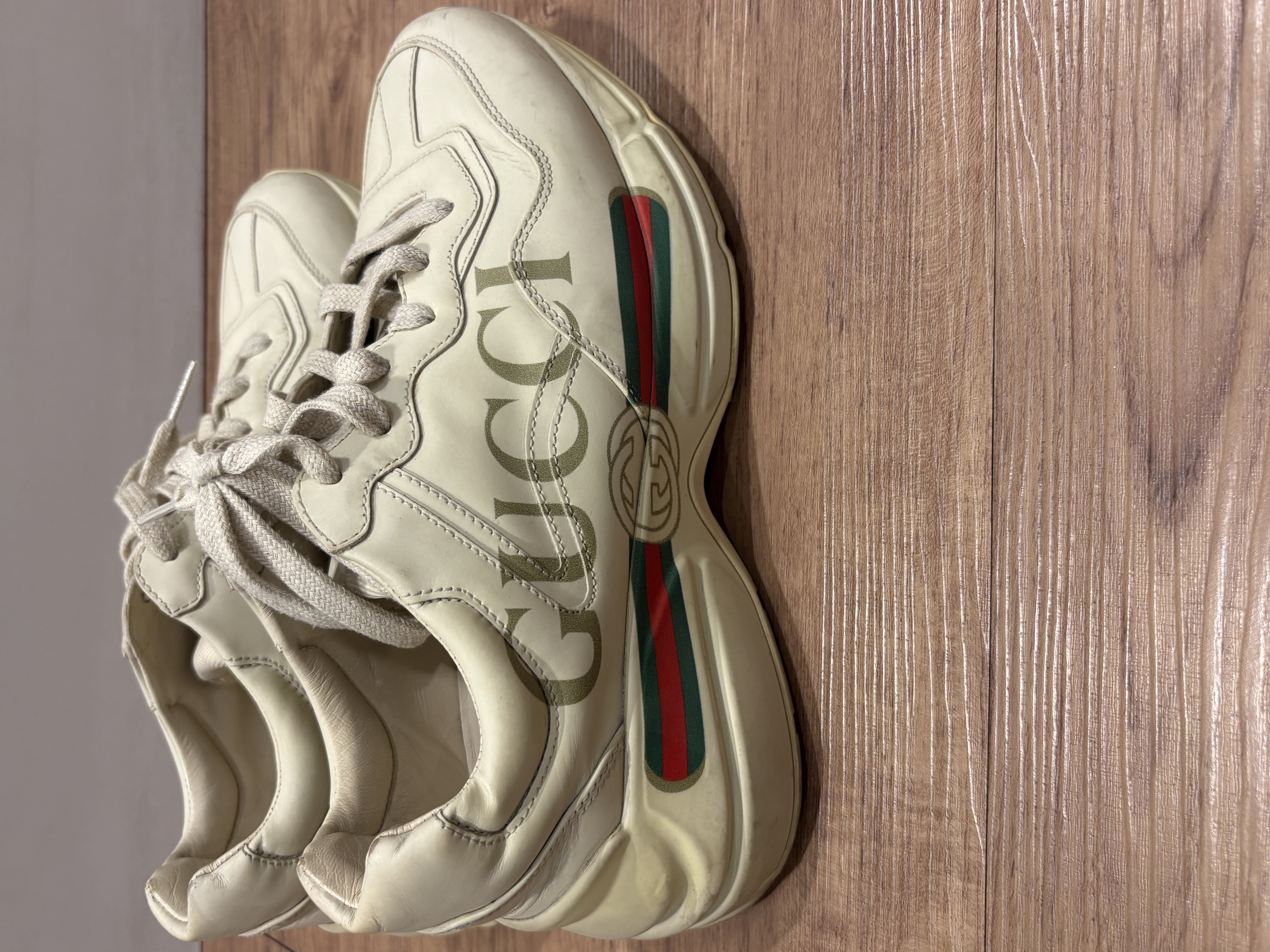 Gucci Women's Ivory Leather Rhyton Sneakers : PRICE NEGOTIABLE - Image 5
