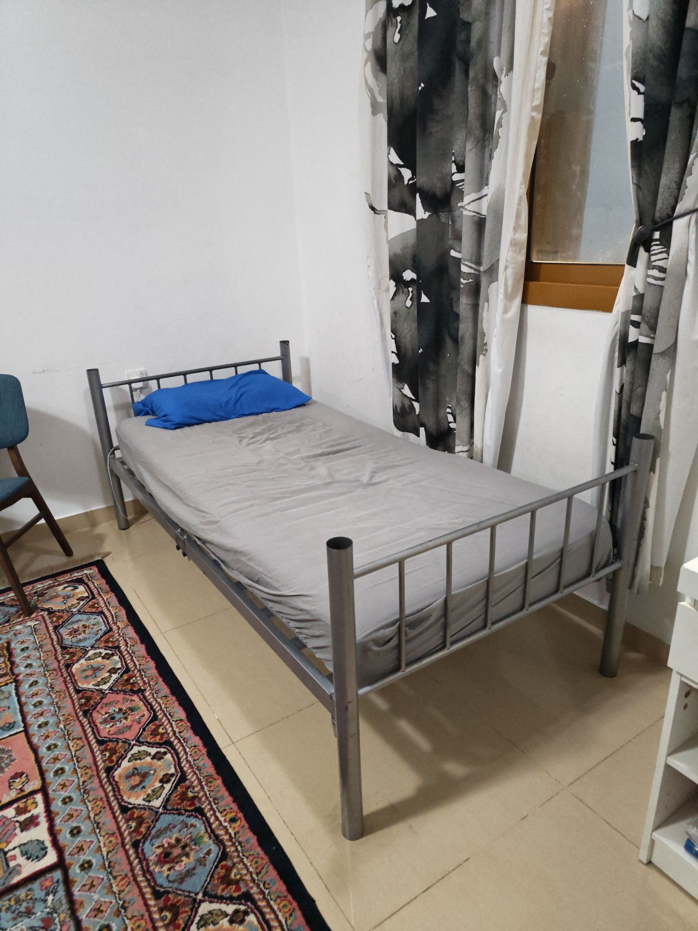 Heavy-Duty Silver Single Metal Bed Frame with Mattress - Image 1