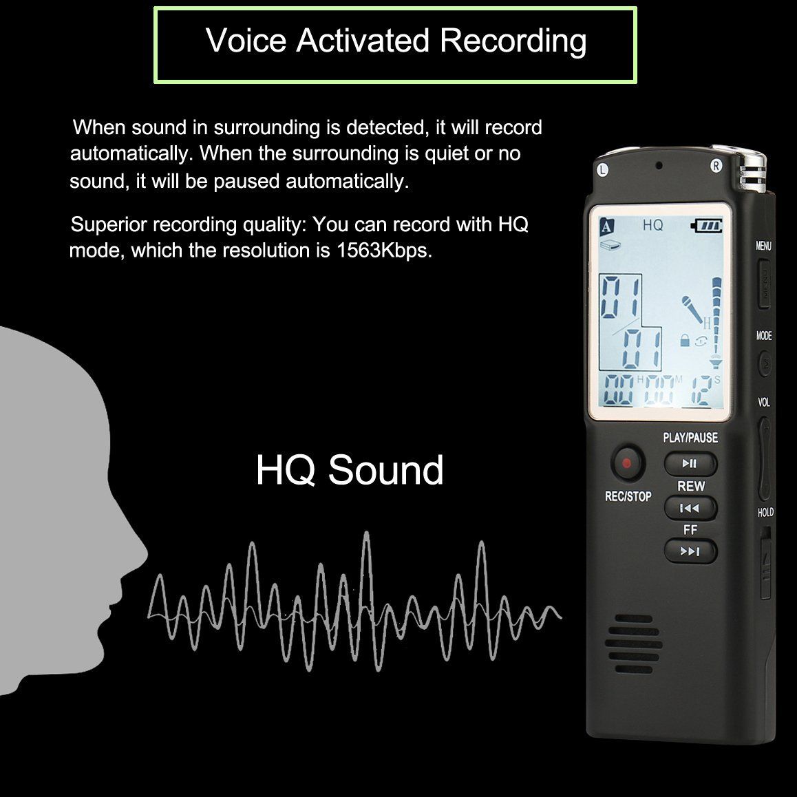 High quality sound recorder. Voice activated. Noise reduction. 16 GB built-in st - Image 9