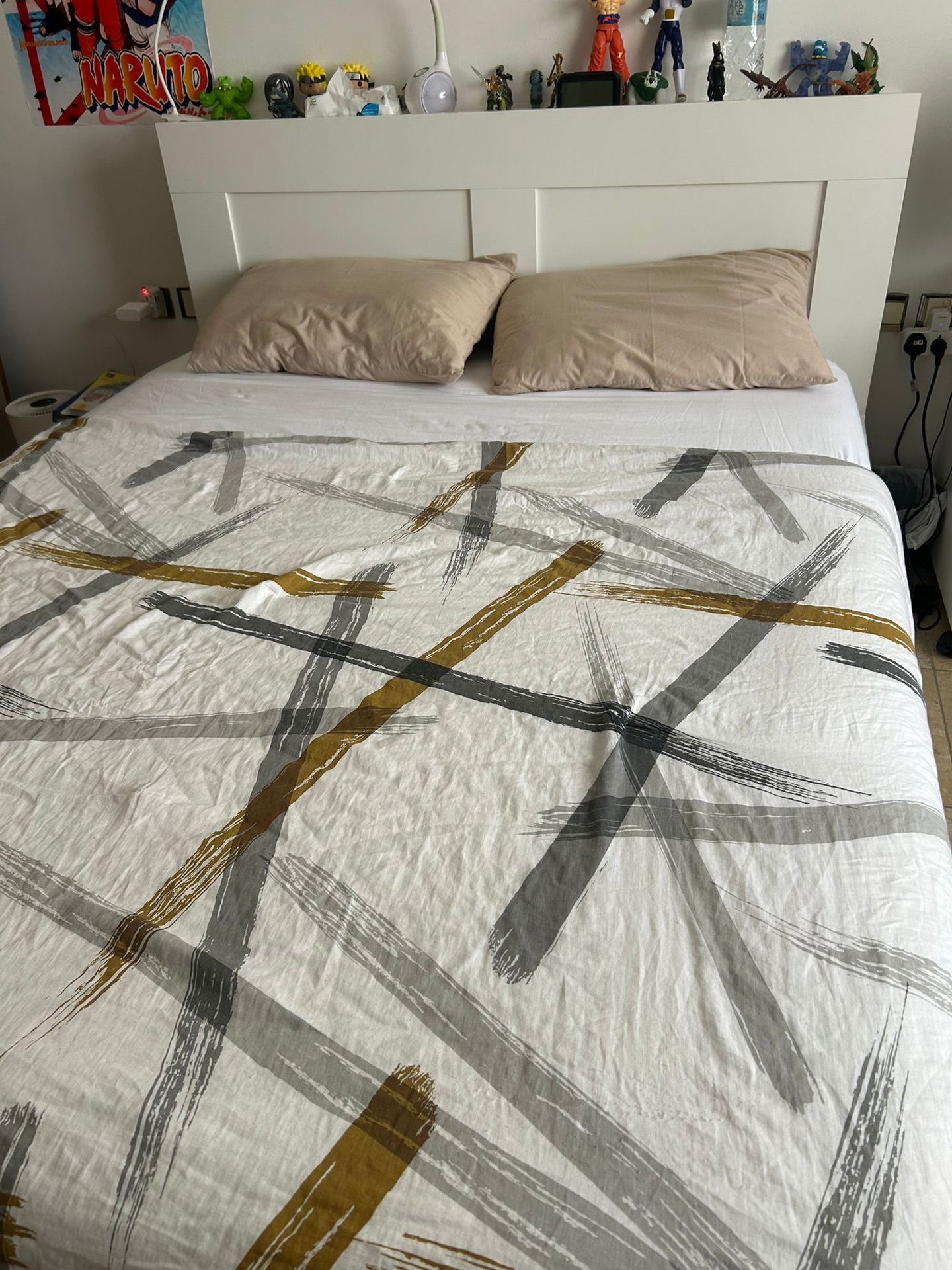IKEA bed frame with modern headboard and matress - Image 2