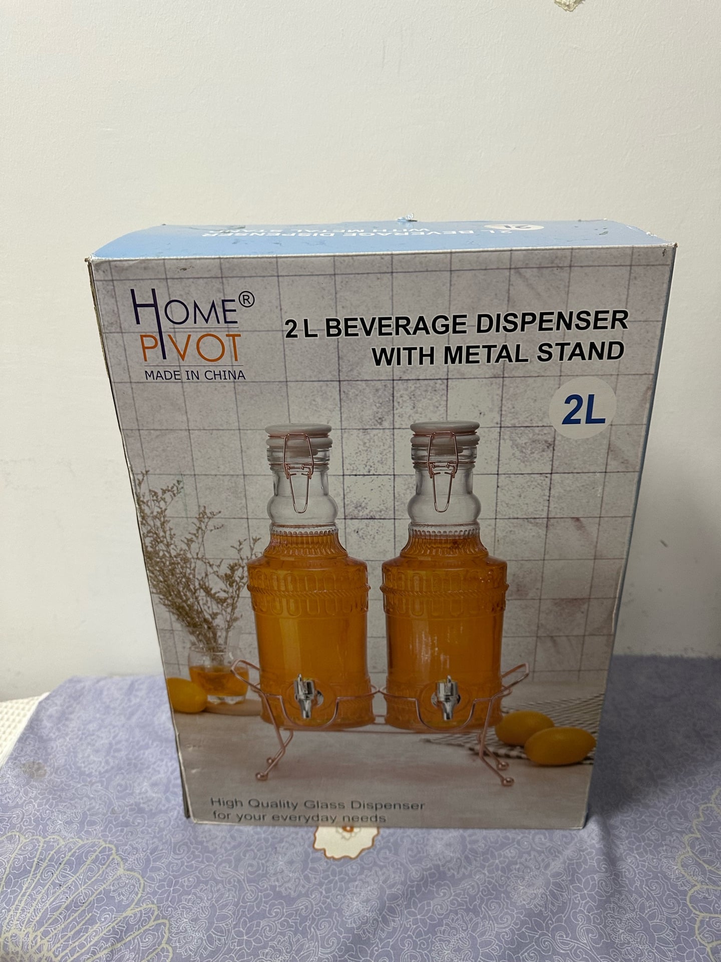 Beverage Dispenser with Metal Stand - Image 1